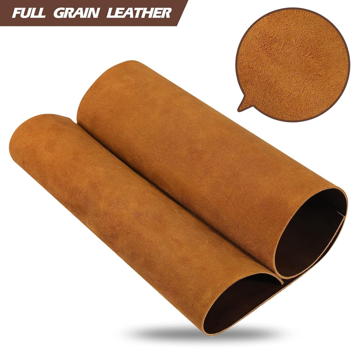 Genuine Cowhide Leather Brown Color 12'' X 24" Sheets for Crafts 1.8-2.0 mm Thickness Pre Cut Pieces for Tooling, Art, Sewing, Hobby for Cutting and Engraving Machines