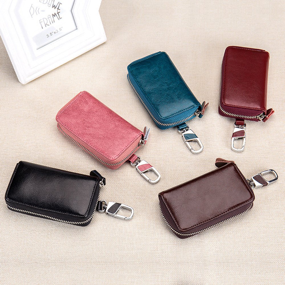 Zitokin Large Leather Key Case Wallet with 12 Hooks & 1 Keychain/Ring for Men or Women (Coffee)