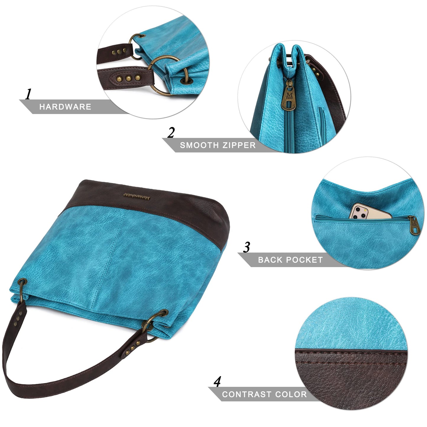 Montana West Purses for Women Hobo Bags Tote Handbags Shoulder Satchel Bag for Gift Travel Casual Work MWC-HB-047-TQ