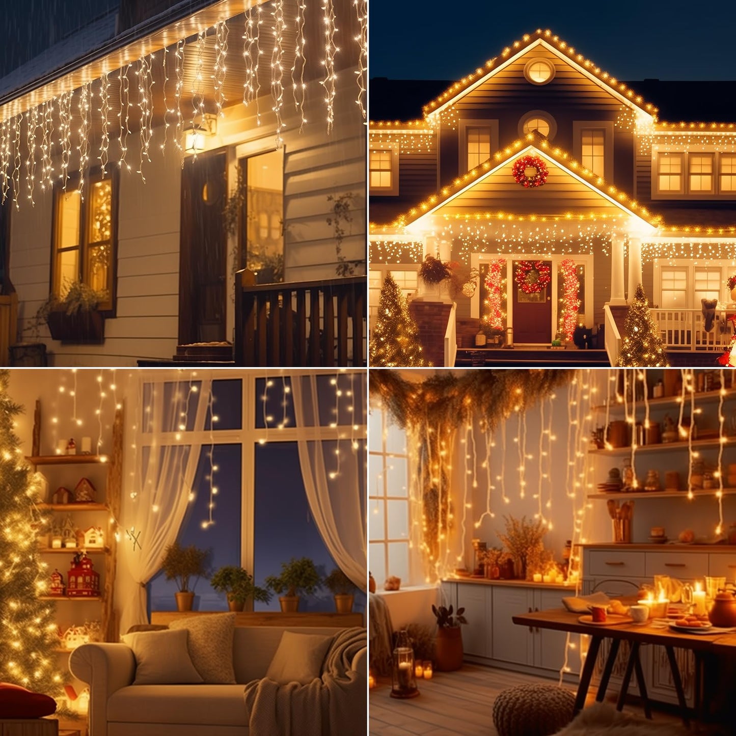 Ryblgled Plug-in Icicle Christmas Lights Waterproof - 65Ft 506 LED Icicle Lights for Outside Decorations with Remote, Warm White Icicle String Lights for Outdoor Indoor House Balcony Decor