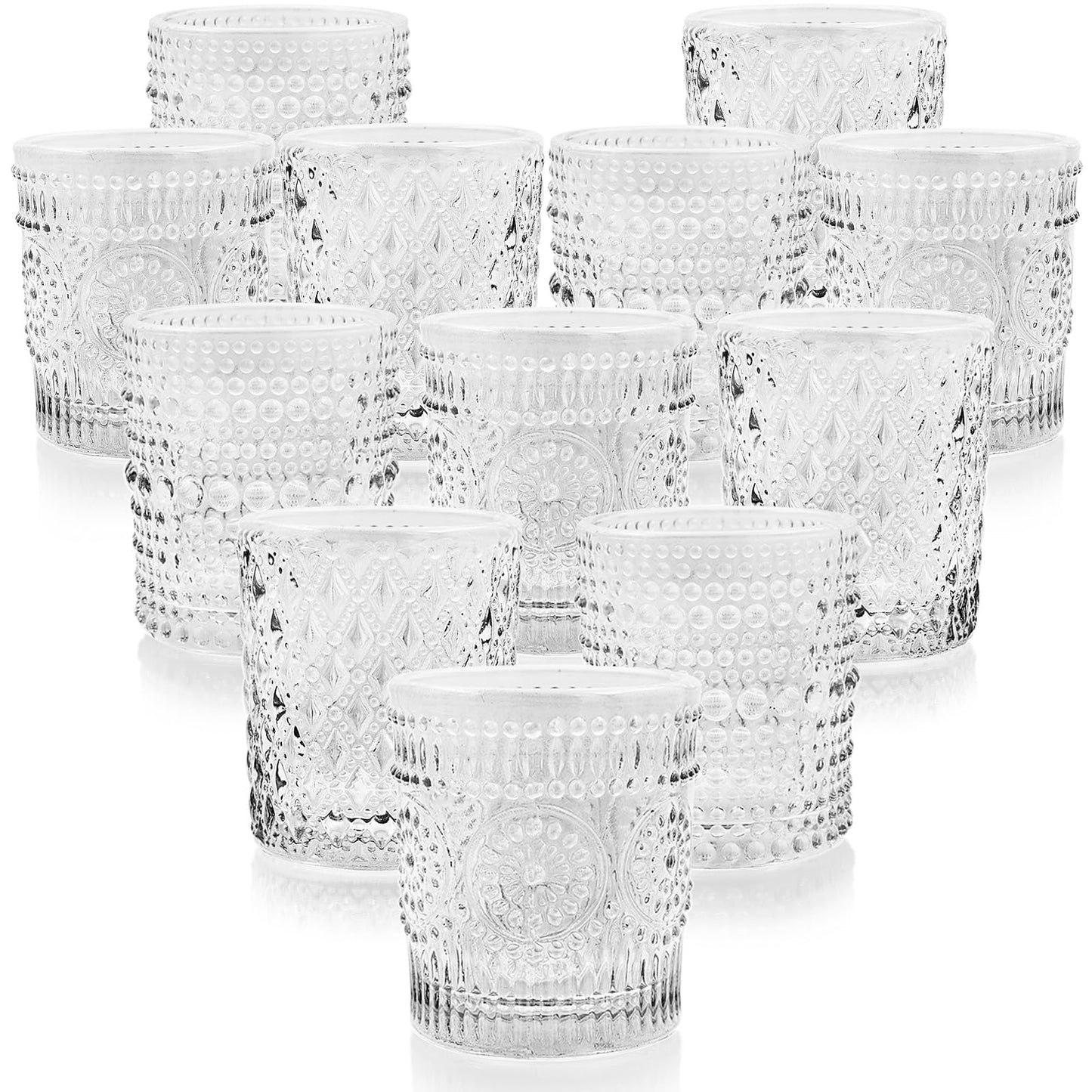 Clear Votive Candle Holders, 3 Patterns 24 pcs Glass Tealight Candle Holders for Christmas Wedding Table Centerpiece Birthday Party