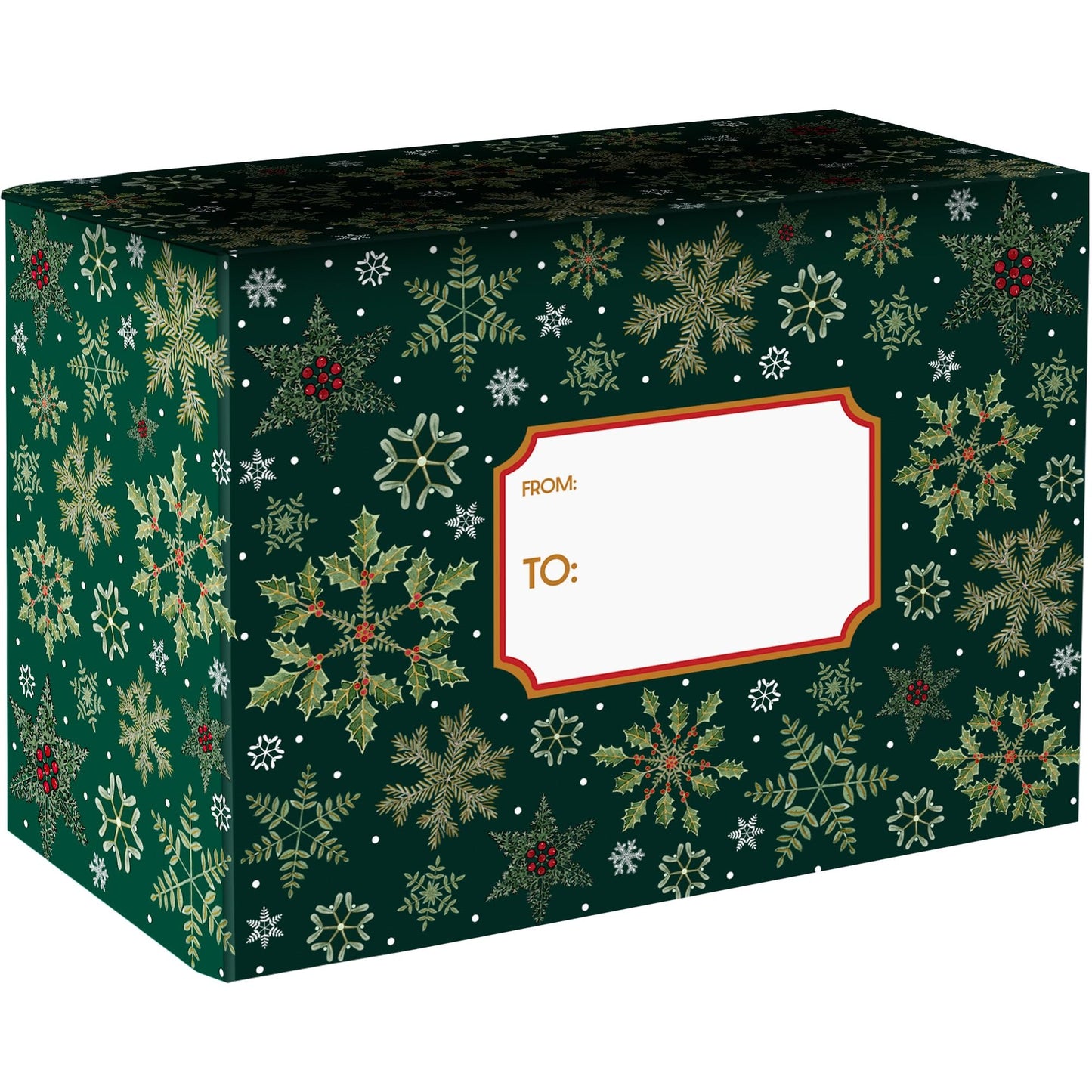 Jillson & Roberts Medium Christmas Mailing Gift Boxes, Forest Snowflakes Design, 12 Pcs
