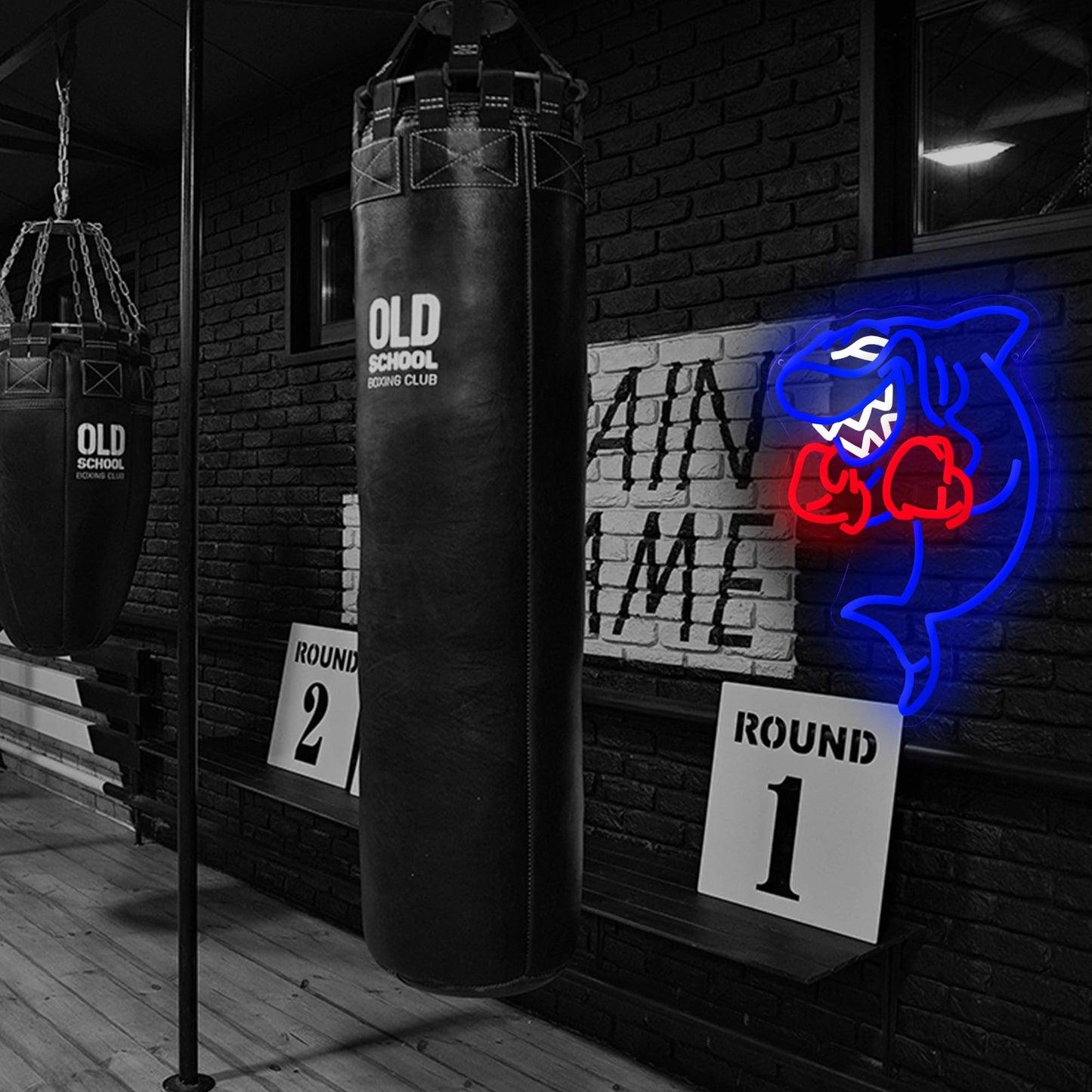 Shark Boxing Neon Sign, Boxer Shark Neon Light for Home gym Decor Fitness Wall Art Decor gifts for men
