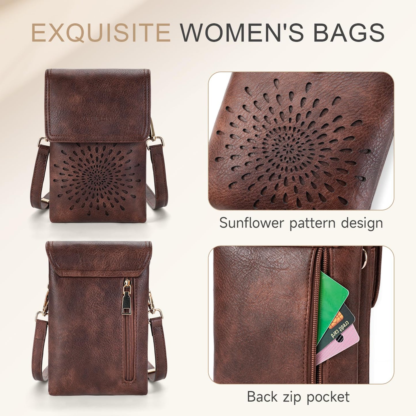 APHISON Small Crossbody Bags for Women Trendy, Leather Crossbody Phone Purses Handbags with Adjustable Strap