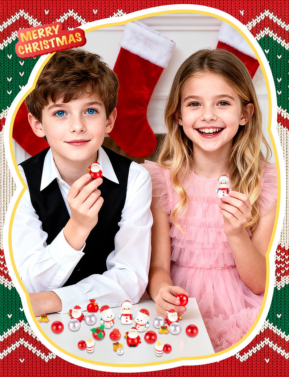 100Pcs Christmas Vase Filler, Red and White Floating Vase Fillers for Table Centerpieces Decorations