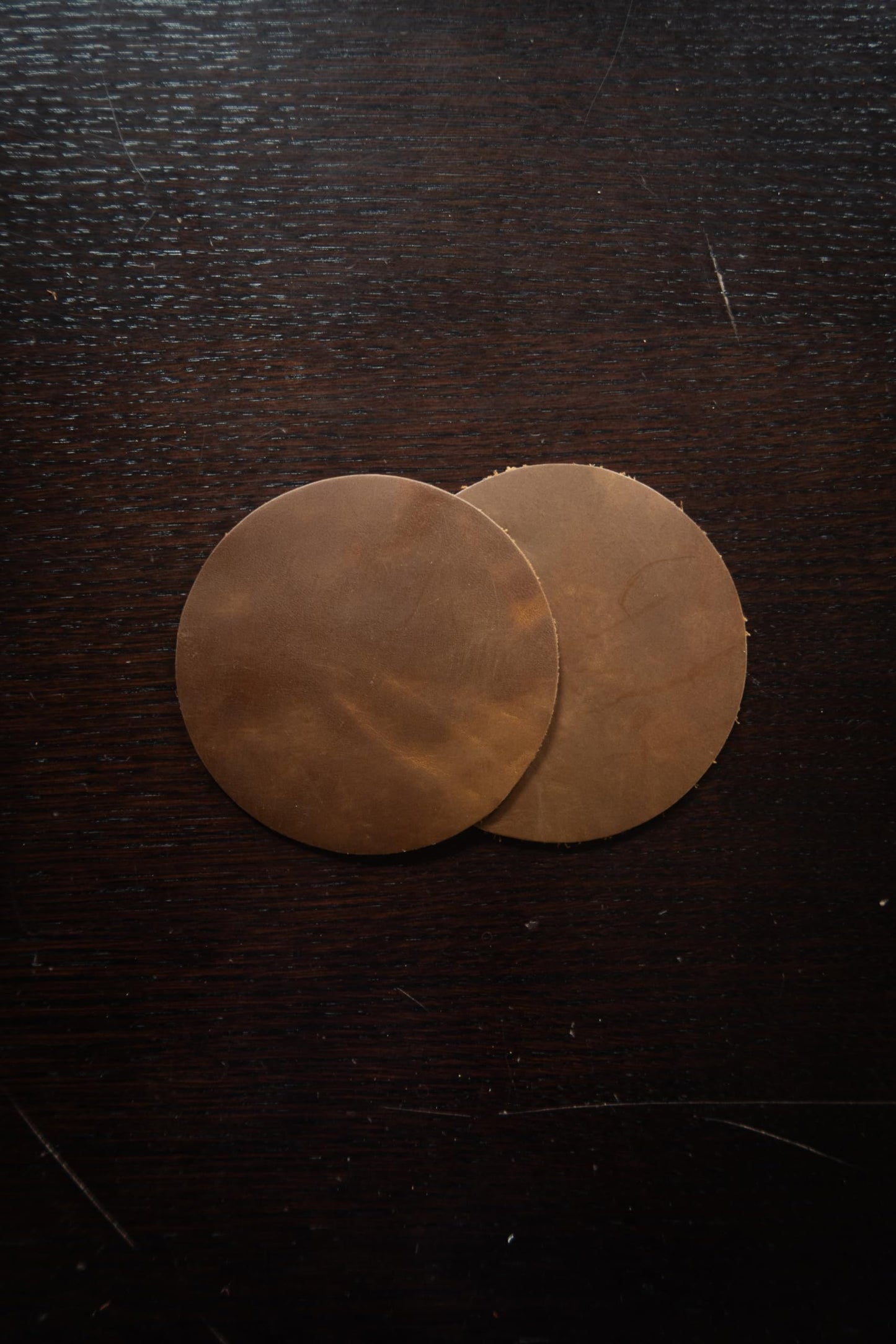 Real Natural Grain Leather Coasters – Durable Non-Slip (Luggage) Distressed Design, Set of 6 for Table Protection in Home, Office, Kitchen, and Bar