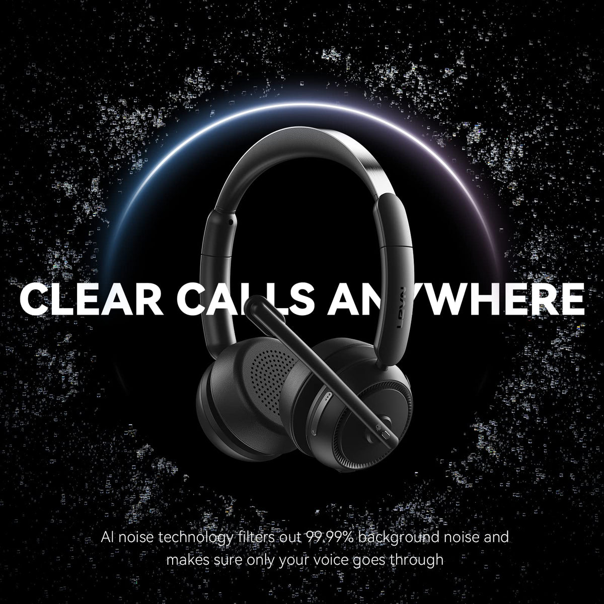 LEVN Wireless Headset with Mic for Work, Bluetooth Headset with Microphone (Noise Cancelling), 65 Hrs Working Time 2.4G Wireless Headphones with Mic for Work/Call Center/PC/Computer/Laptop/Teams/Zoom