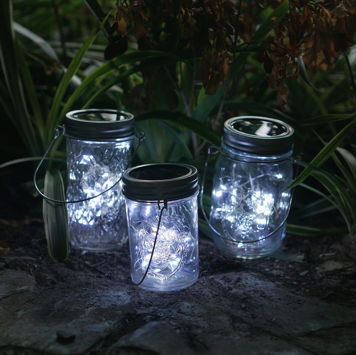 Decorman Solar Mason Jar Lid Lights, 6 Pack 10 LED Waterproof String Fairy Star Firefly Jar Lids Lights for Patio Garden Yard Lawn Party Wedding Christmas Decoration(Jars & Hangers Not Included)