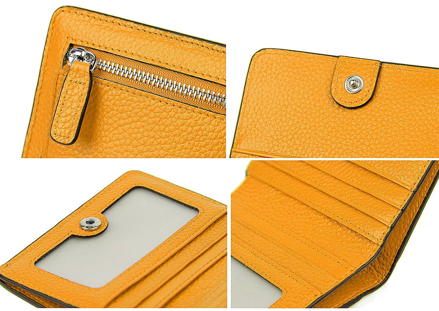 AINIMOER Small Leather Wallet for Women, Ladies Credit Card Holder RFID Blocking Women's Mini Bifold Pocket Purse, Yellow