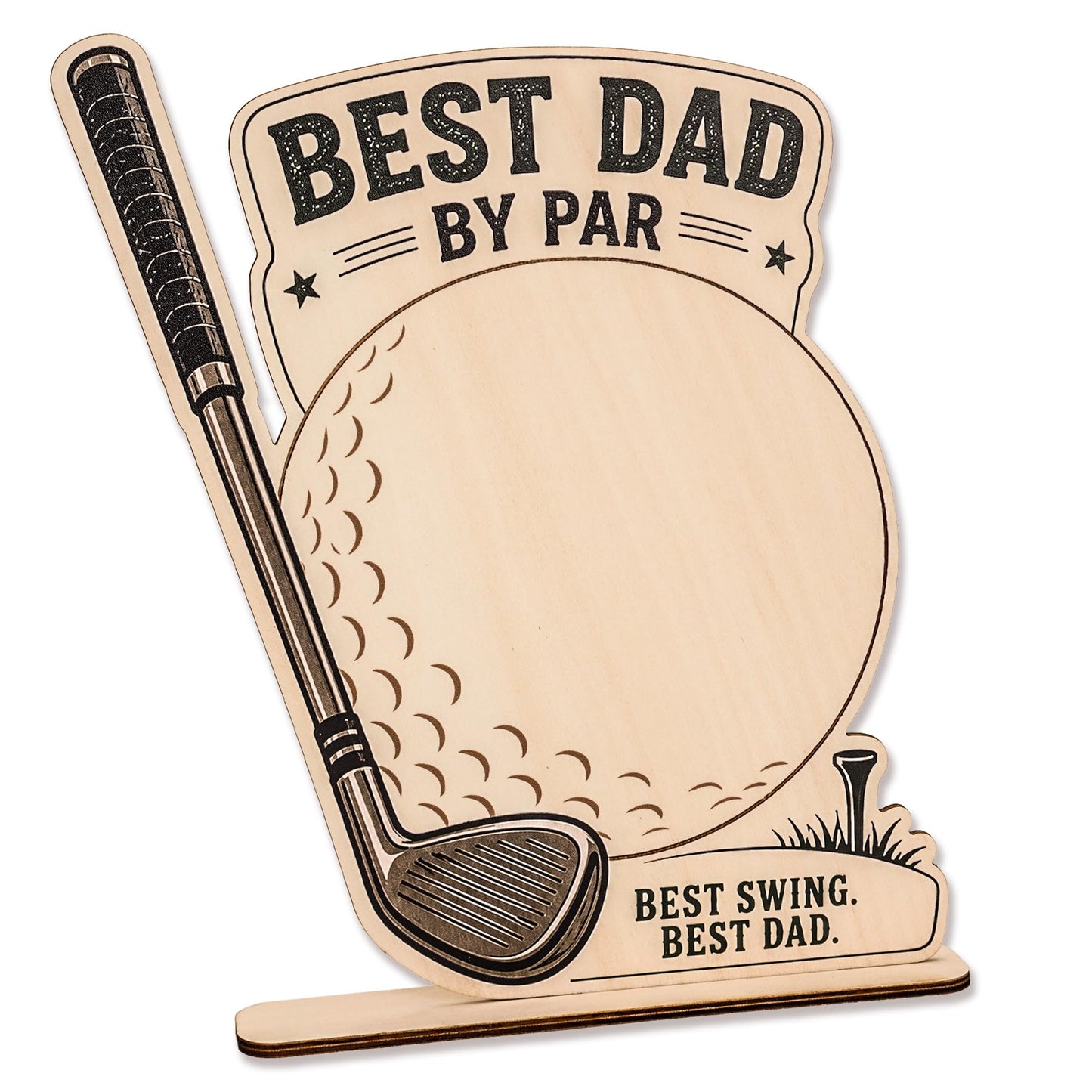 Best Dad By Par Golf, Personalized Wooden Handprint Plaque, DIY Fathers Day Craft from Kids, Family Handprint Kit for Golfer Father, Meaningful Handmade Style Decor for Home