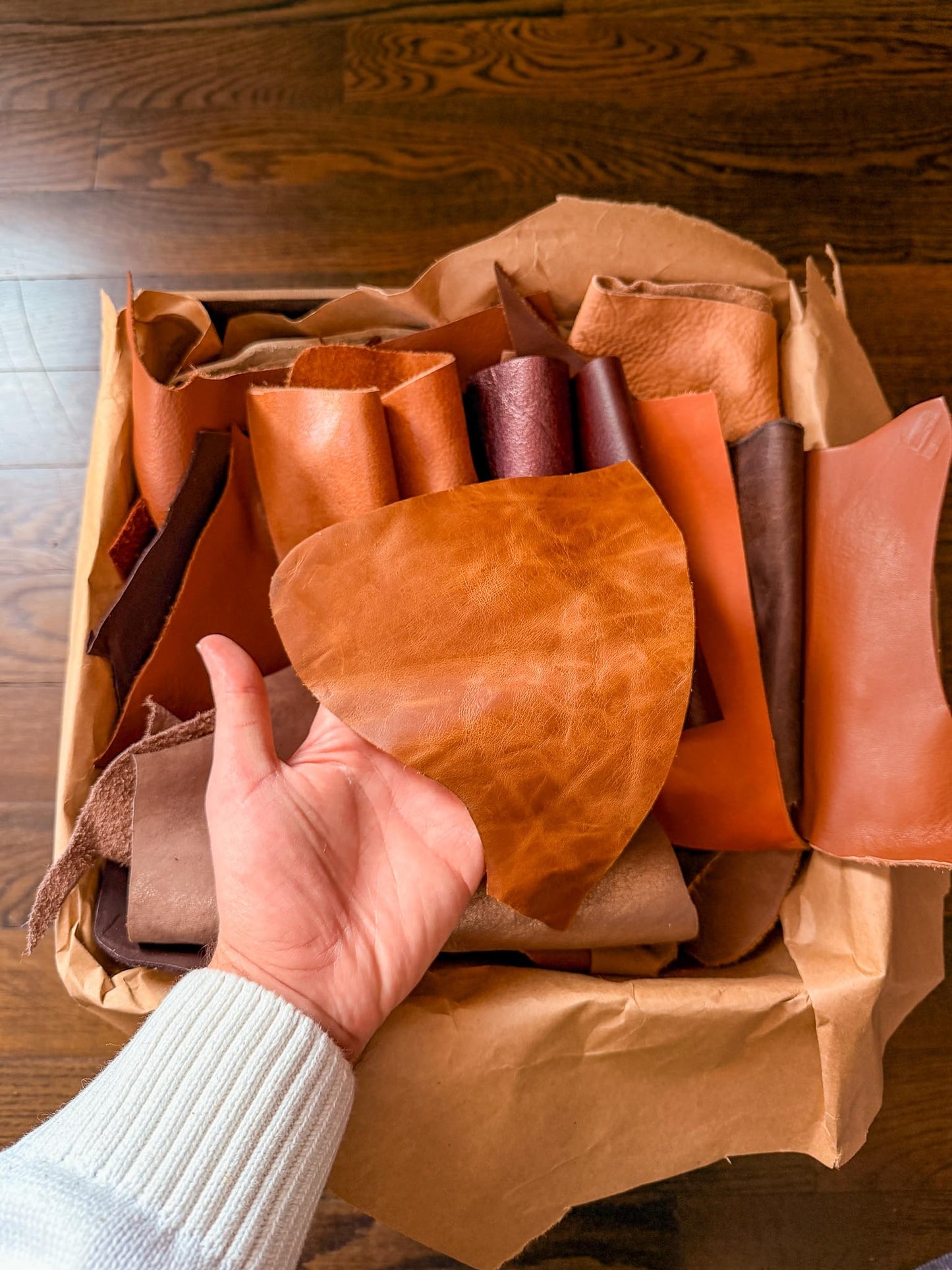 Brown Full Grain Leather Scraps: Sold by The Pound (1.0, Pounds)