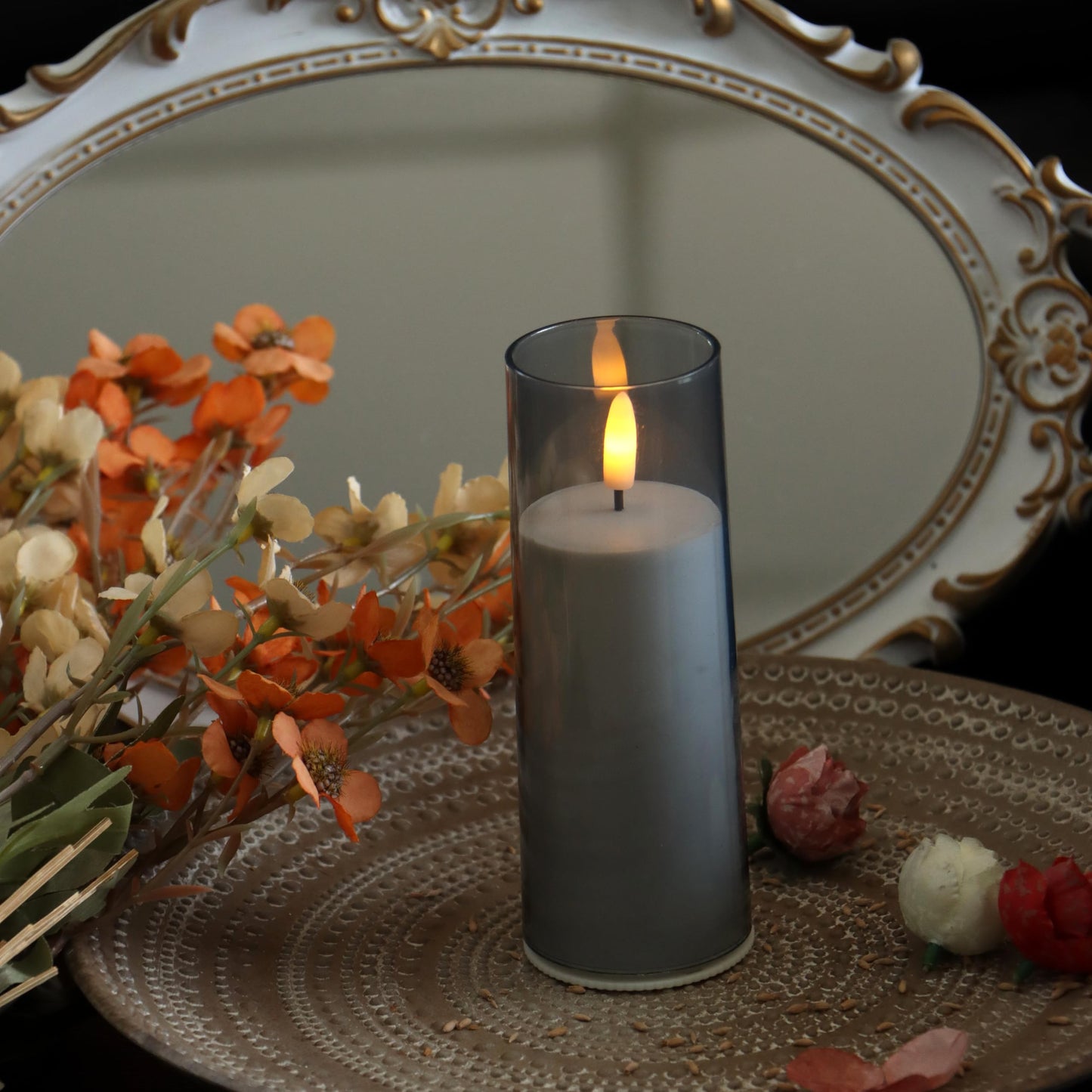 iZAN Flameless Candles with Remote and Timer Plexiglass Shell Battery Operated LED Pillar Candle Lights for Home Wedding Party Halloween Christmas Decorations, Pack of 6, 2”x 6”, Grey