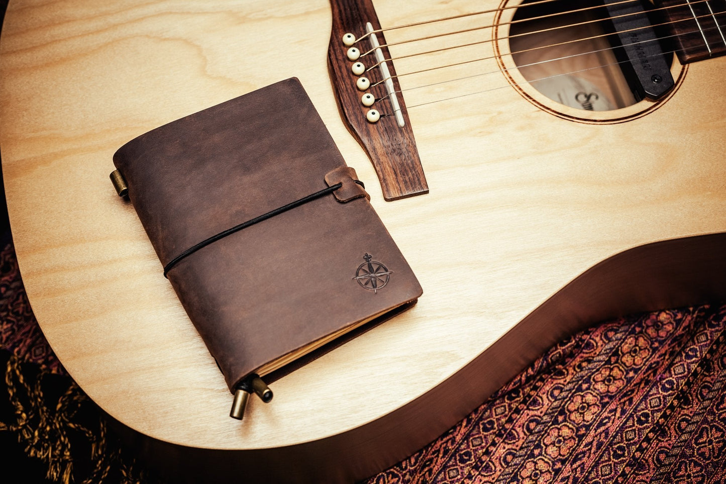 Wanderings A6 Travelers Notebook – Refillable Genuine Leather Journal – 4.5" x 6" (11.5 x 15.5cm) – Handcrafted Crazy Horse Leather – 100 GSM Blank Inserts – Travel Journal