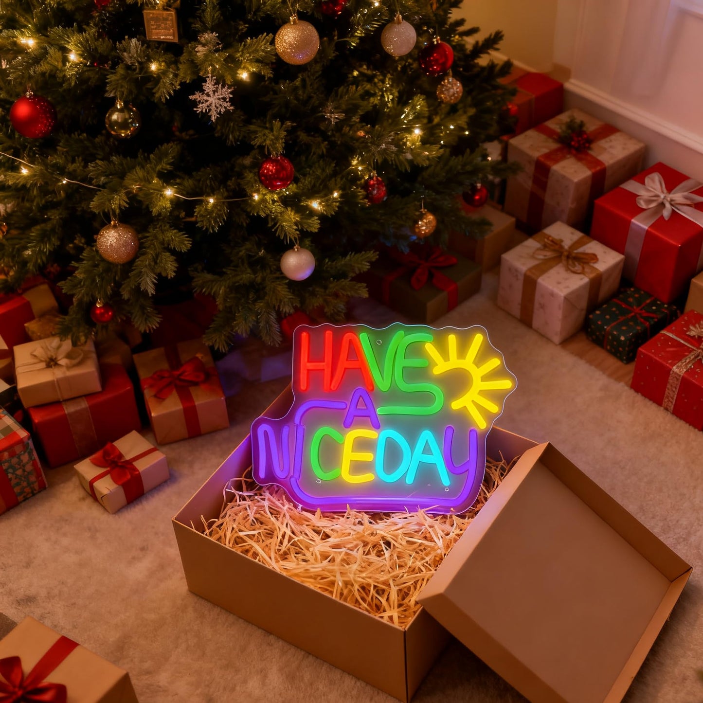 Neonawall Have A Nice Day Neon Sign for Wall Decor Light Up Letters Led Sign Birthday Party Gifts Led Decorative Night Signs Motivational Room Decorations Supplies Gift for Friend Home Bedroom Dorm