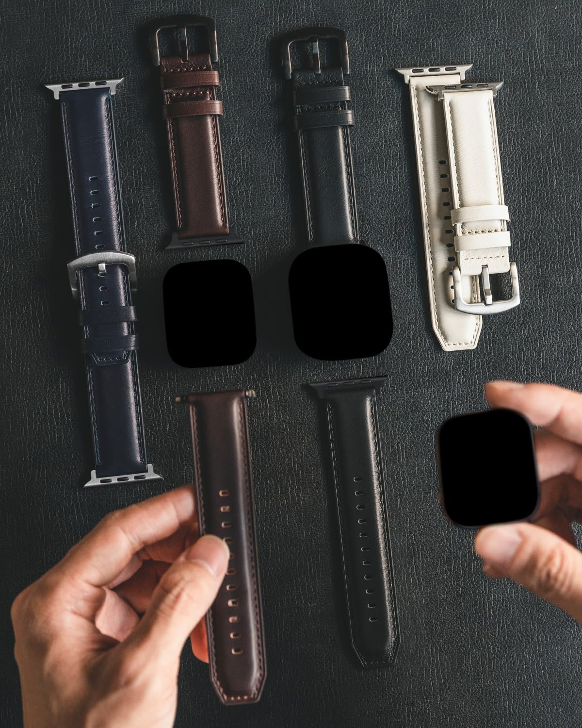 VULKIT Vintage Leather Bands Compatible with Apple Watch Straps 38mm 40mm 41mm, Genuine Leather Wristbands Compatible for Apple iWatch Ultra SE Series 8 7 6 5 4 3 2 1(Black)
