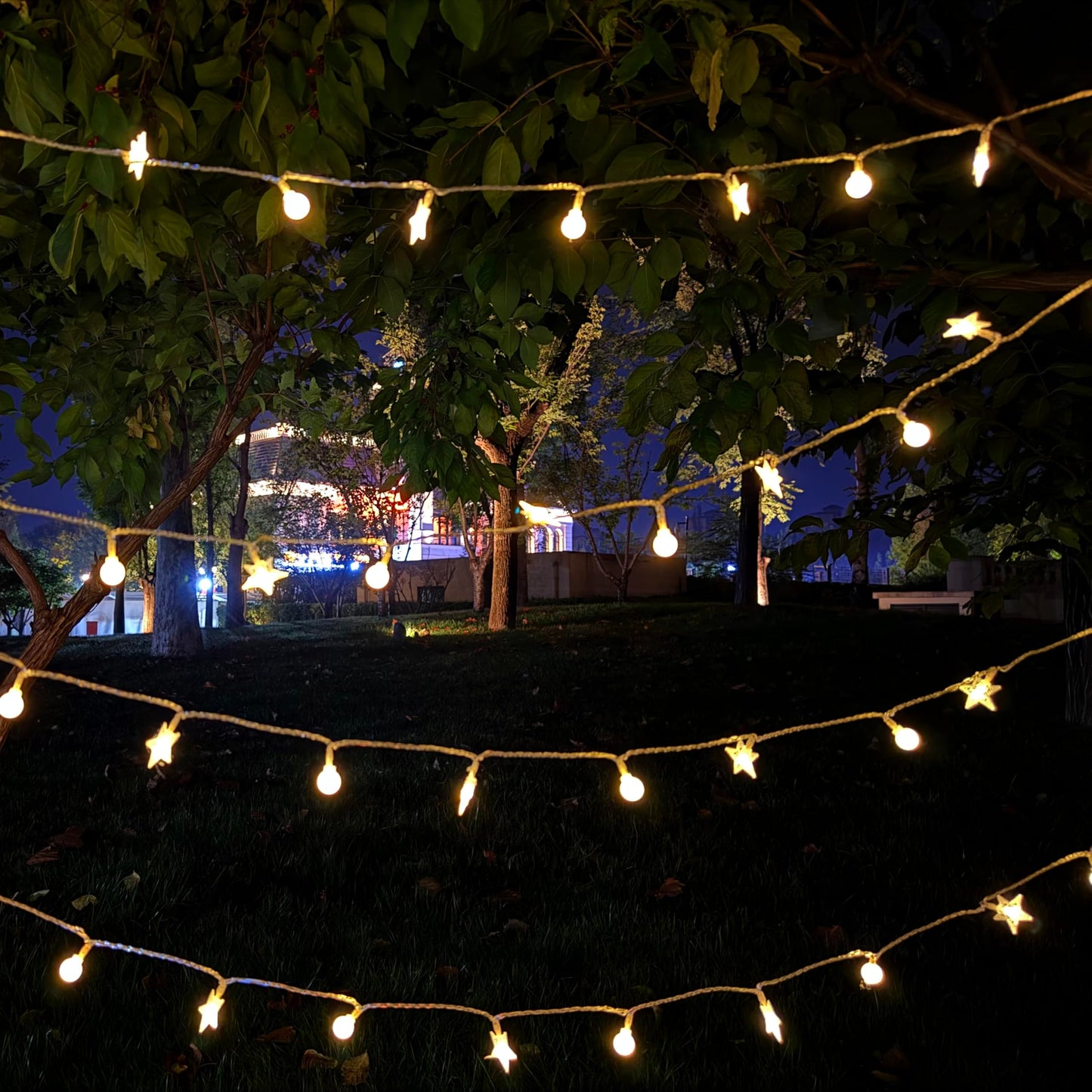 HYHOME Festival Lights, Battery Powered Fairy Lights 33ft 80LED, Outdoor Waterproof String Lights with Remote, 8 Modes for Indoor, Garden, Patio, Camping, Xmas Decor (Stars+Small Beads E)