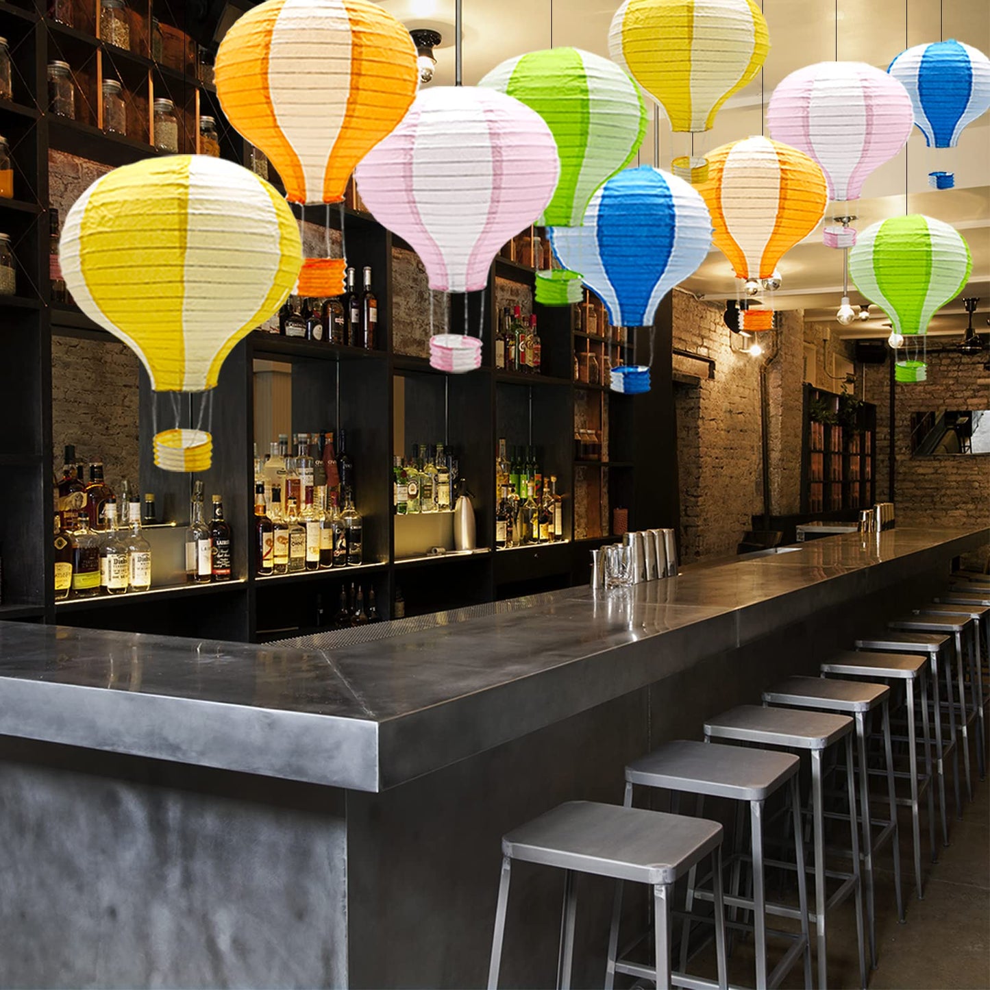 Hanging Hot Air Balloon Paper Lanterns Reusable Chinese Japanese Party Decorations Wedding Birthday Anniversary Christmas Engagement, Set of 10