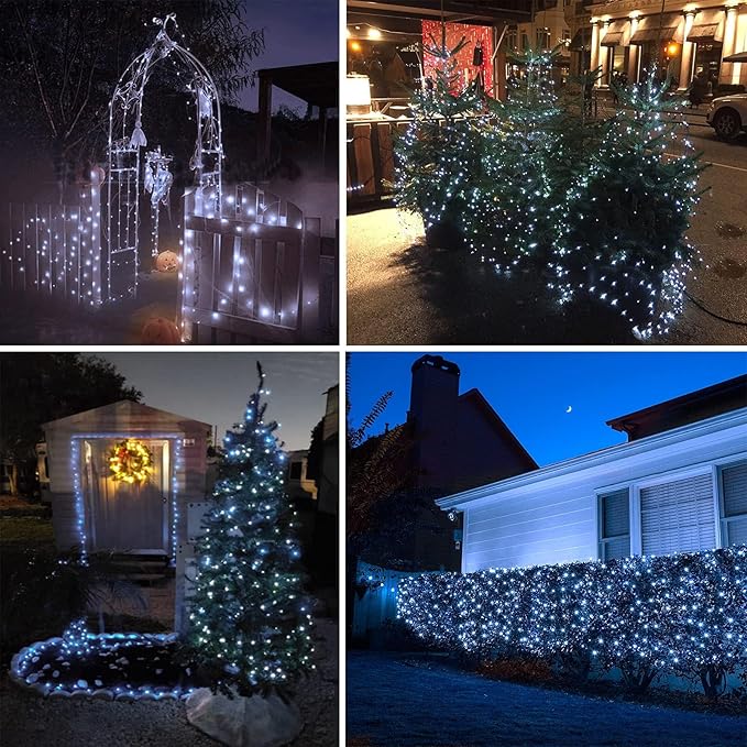 4 Pack Solar String Lights Outdoor, Extra-Long 400LED Solar Christmas Fairy Lights Waterproof, Outdoor Twinkle Light Silver Wire 8 Modes Fairy Light for Tree Garden Party Xmas Decor (Cool White)