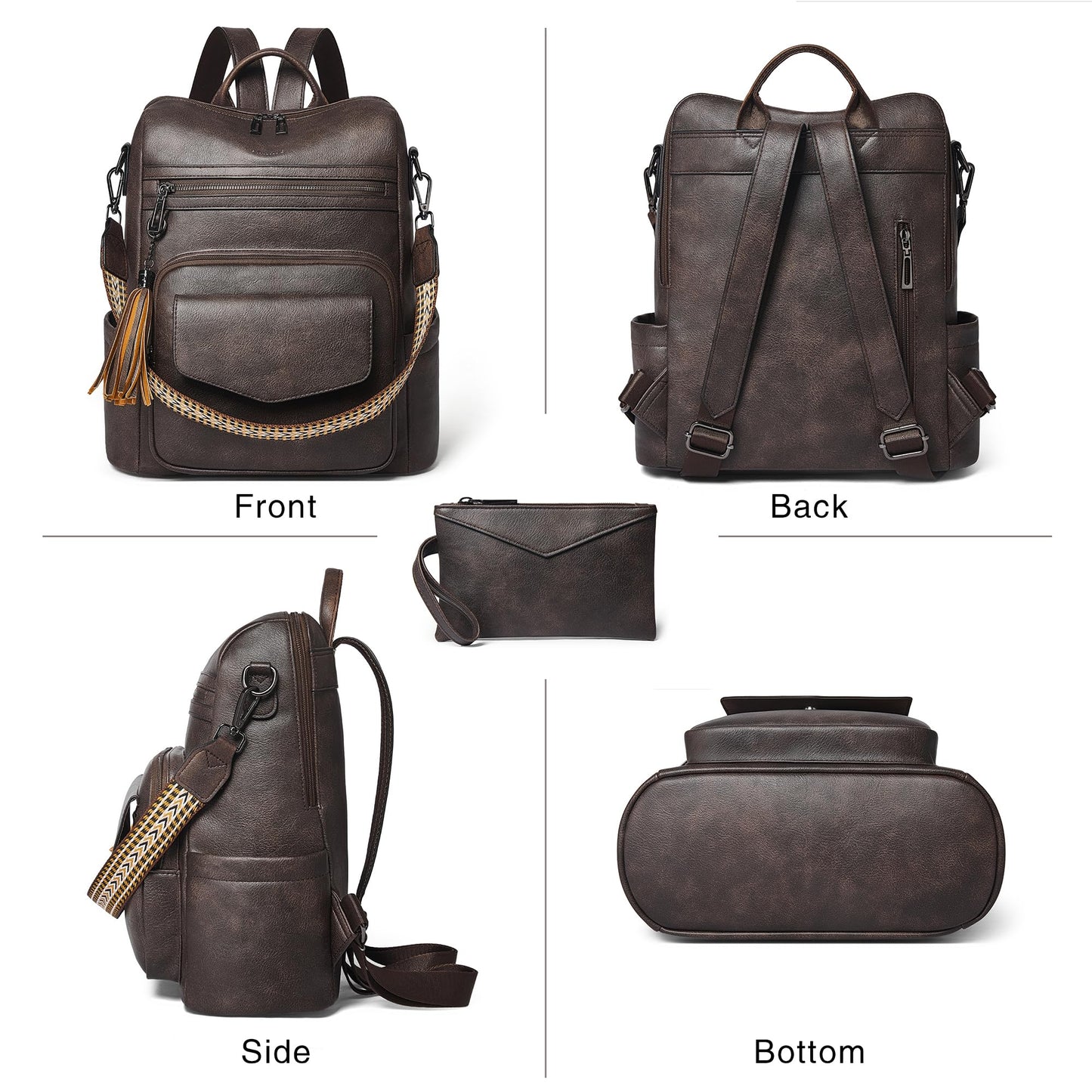Shrrie Backpack Purse for Women Travel Faux Leather Fashion Backpack for Women,Convertible Crossbody Shoulder Bag for Ladies with Adjustable Strap for Work College