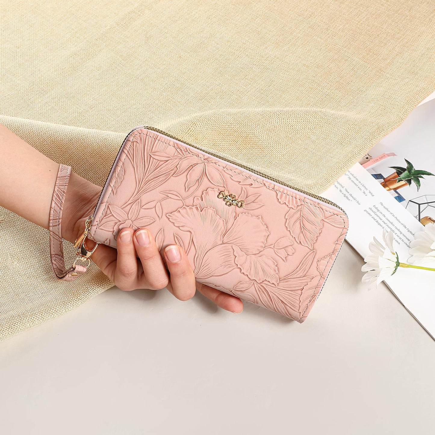 RNIEGA Wallet for Women Clutch Double Zip Around Credit Card Holder Leather Women's Wallet Large Capacity