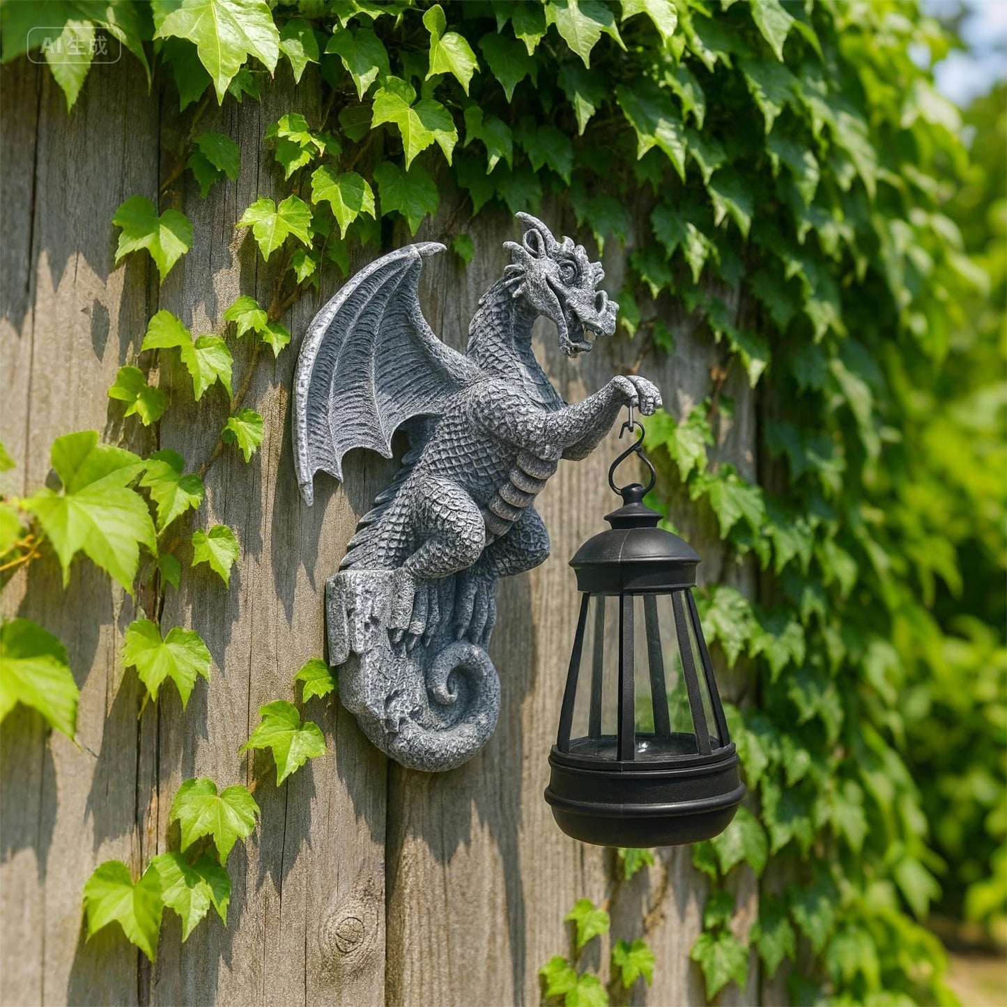 Solar-Powered Dragon Statue, Outdoor Decoration - 9-inch Garden Decor with Solar Light, Waterproof Wall Hanging, Resin Sculpture, Patio/Garden Decoration Gift