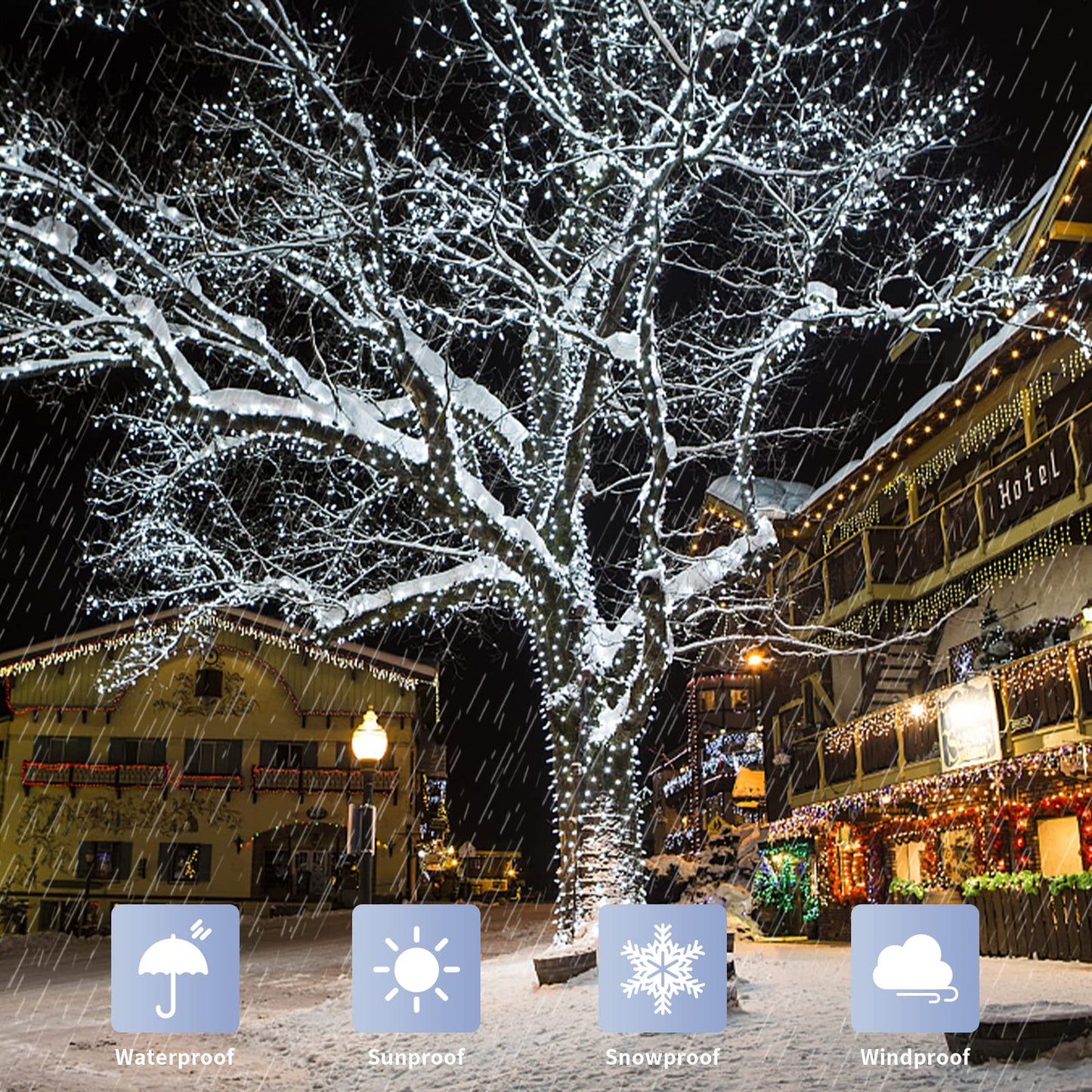 JMEXSUSS 200 LED White Christmas Lights Outdoor, 66ft Connectable Christmas Tree Lights Indoor Green Wire, 8 Modes Waterproof Twinkle String Lights Plug in for Wedding Party Xmas Decorations