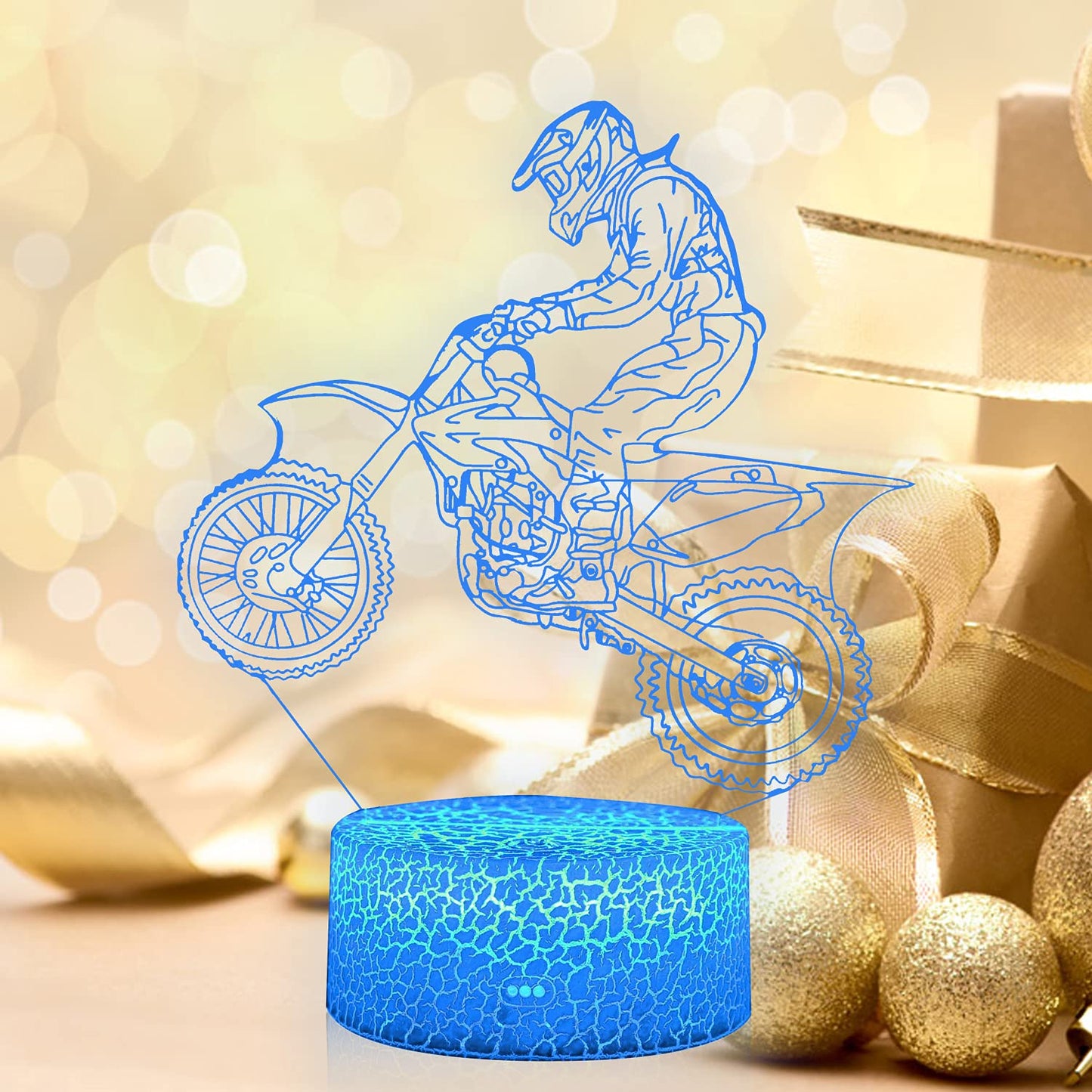 AZALCO Motorbike Night Light,Motorcycle 3D Illusion Lamp with Remote Control&Smart Touch 16 Colors USB Cable Dirt Bike Gifts for Motocross Players Boys Teens