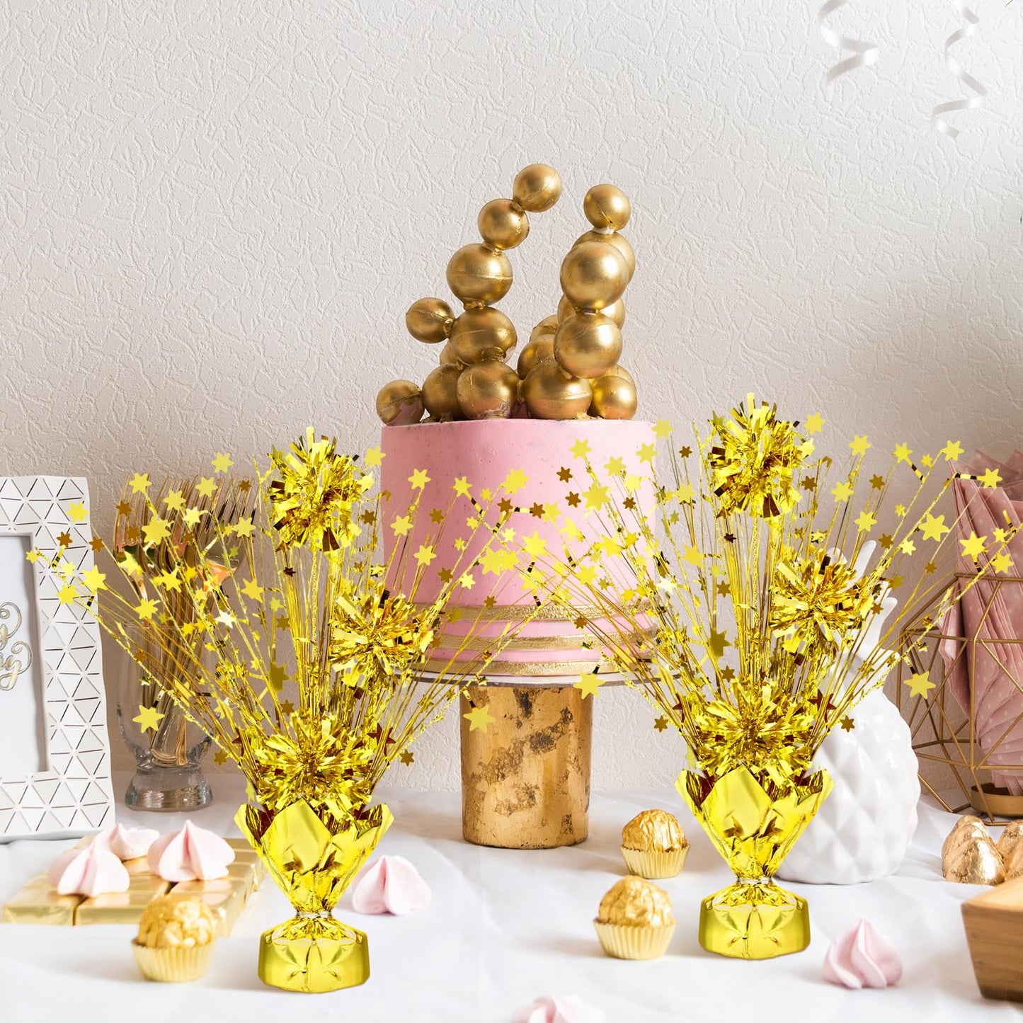 Capoda 3 Packs Metallic Foil Spray Centerpiece Gold Star Table Decoration Glitter Burst Centerpieces Decor for Birthday Wedding Holiday Anniversary Graduation Home Party Table Decor Supplies
