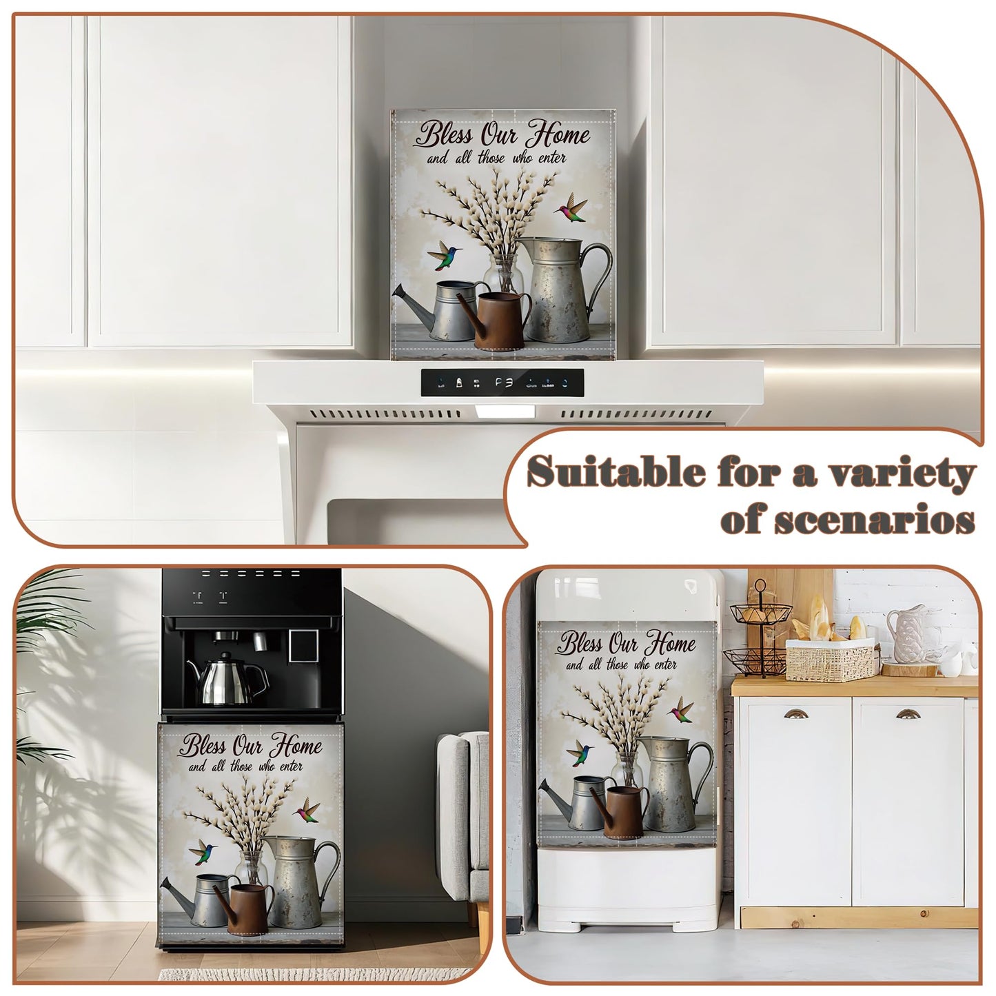 Bless Our Home Dishwasher Cover Panel Magnetic,Farmhouse Rustic Floral Dishwasher Magnet Decorative Cover for Refrigerator Kitchen Home Decor Reusable Waterproof 23x26 Inch