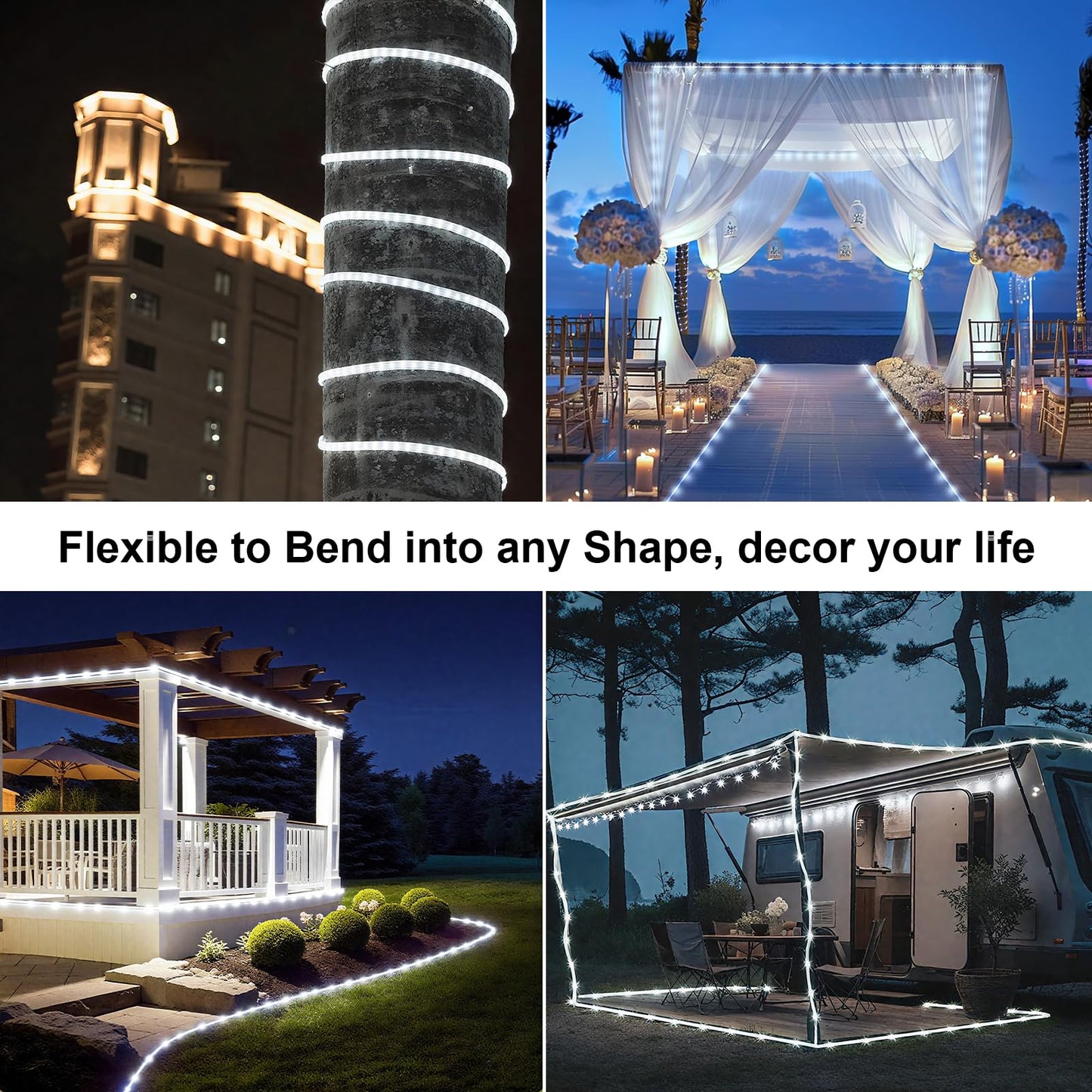 SFNDOU 2 Pack Battery Powered String Lights Waterproof with Remote Total 66ft 200LED Timer 8 Modes Battery Operated Outdoor Lights for Christmas Decor Trampoline Camping Tents, White