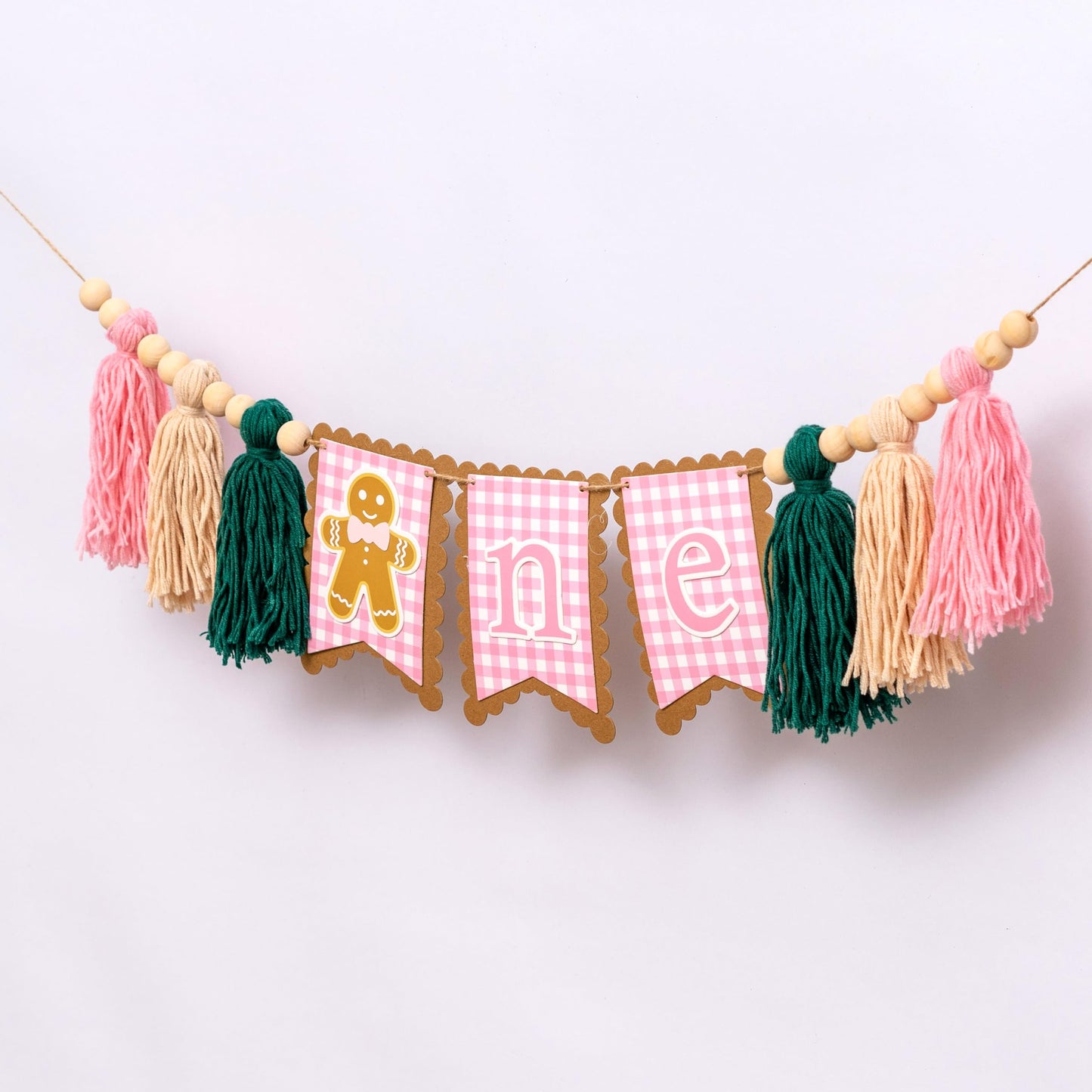 GIOGUK Christmas Gingerbread High Chair Banner - Merry Christmas First Birthday Party Decoration Supplies Banner, Xmas Gingerbread Theme High Chair Tassels Garland, Gingerbread Sign 1st Birthday Party Anniversary Photo Prop