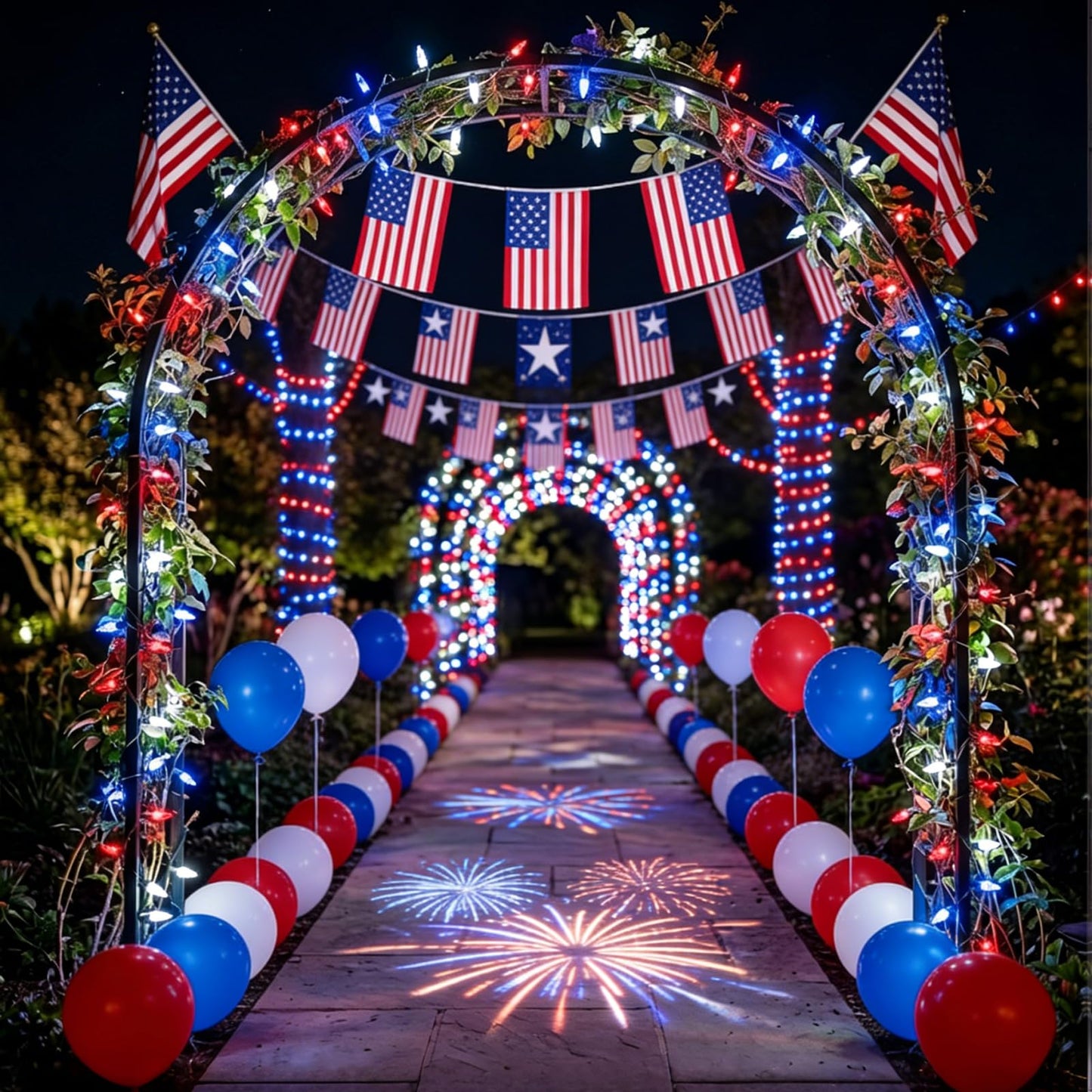 TWINGLEHOME 33ft (10 m) 100 LED Mini String Lights with White Wire, 4" Spacing, Multifunctional Lighting Modes (Red, Cool White, Blue), Plug-in for Indoor Holiday, Nation Day
