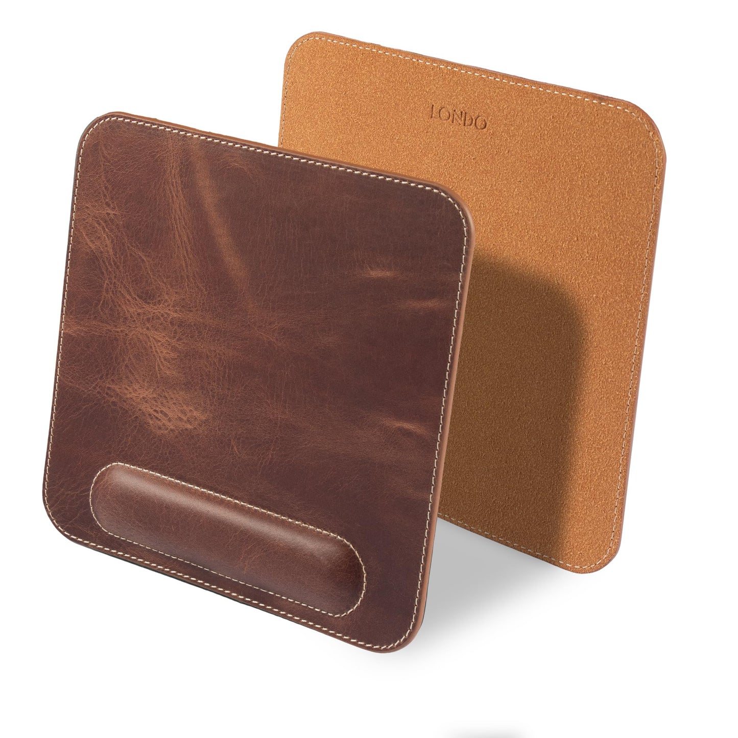 Londo Top Grain Leather Mouse Pad with Wrist Rest – Ergonomic Support, Non-Slip Base, Smooth Surface