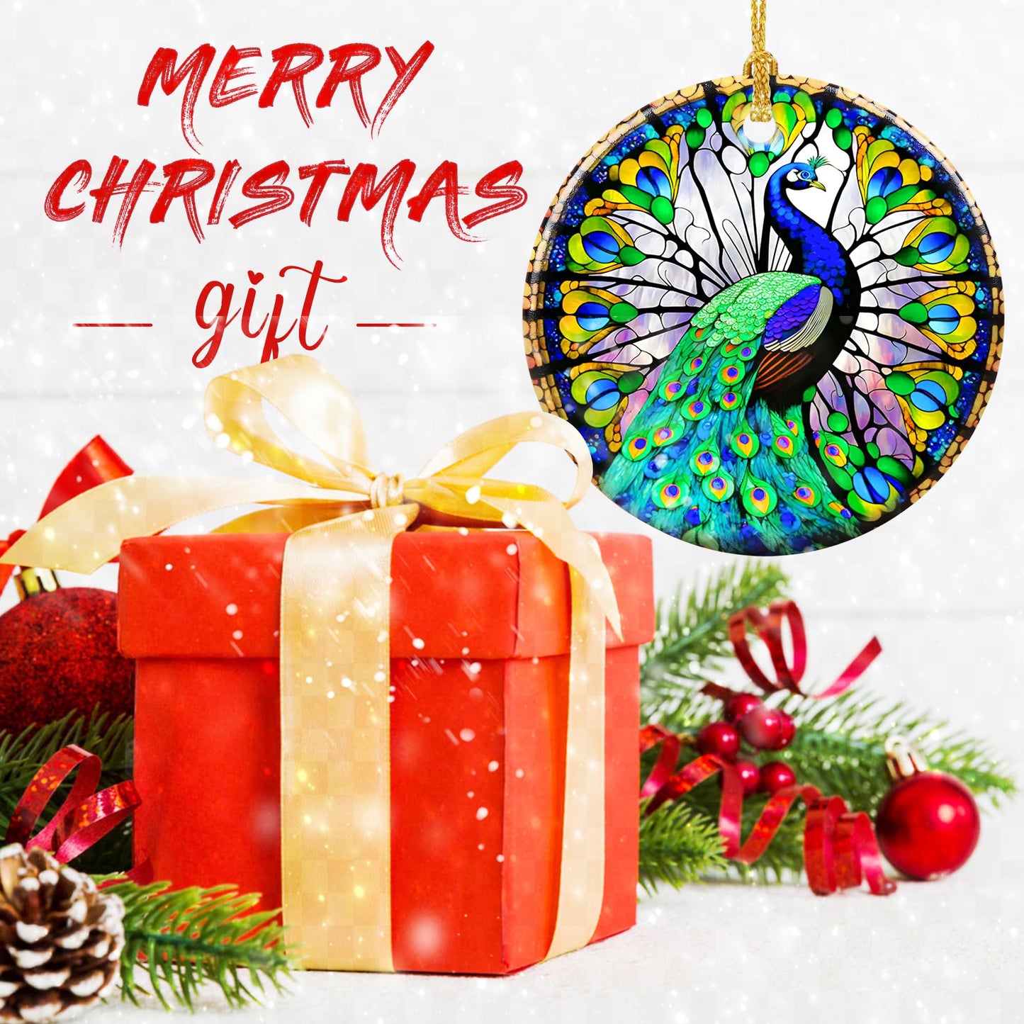 Touber Peacock Christmas Ornament, Christmas Ornaments for Tree, Christmas Tree Decor, Holiday Ornament