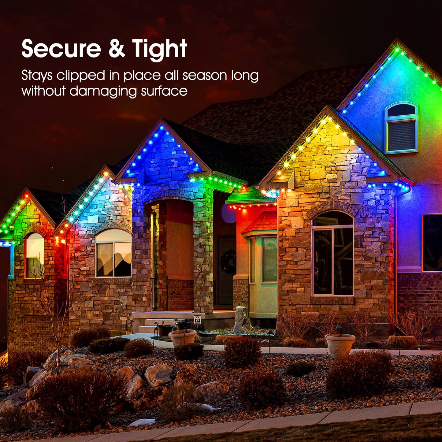 C9 LED Christmas Lights Outdoor, 68 Ft 100 LED C9 String Lights with 100 All in One Clips, Connectable Waterproof Christmas Tree Lights for Outside Roofline Backyard Garden Decor, Red & Green