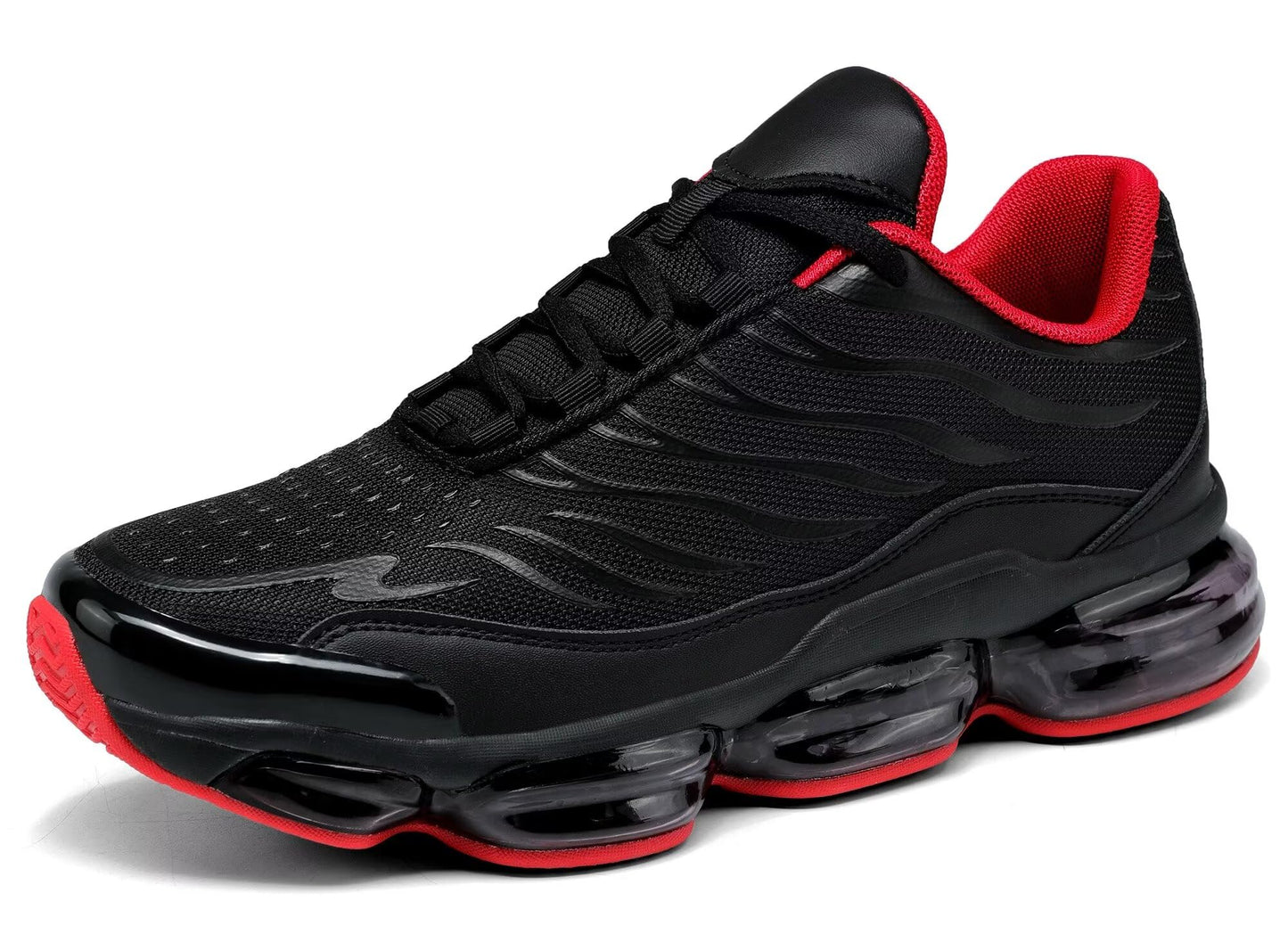 Men's Air Running Shoes Non Slip Workout Casual Sport Shoes for Men Basketball Sneakers Fashion Tennis Sport Fitness Cross Trainers Black/Red