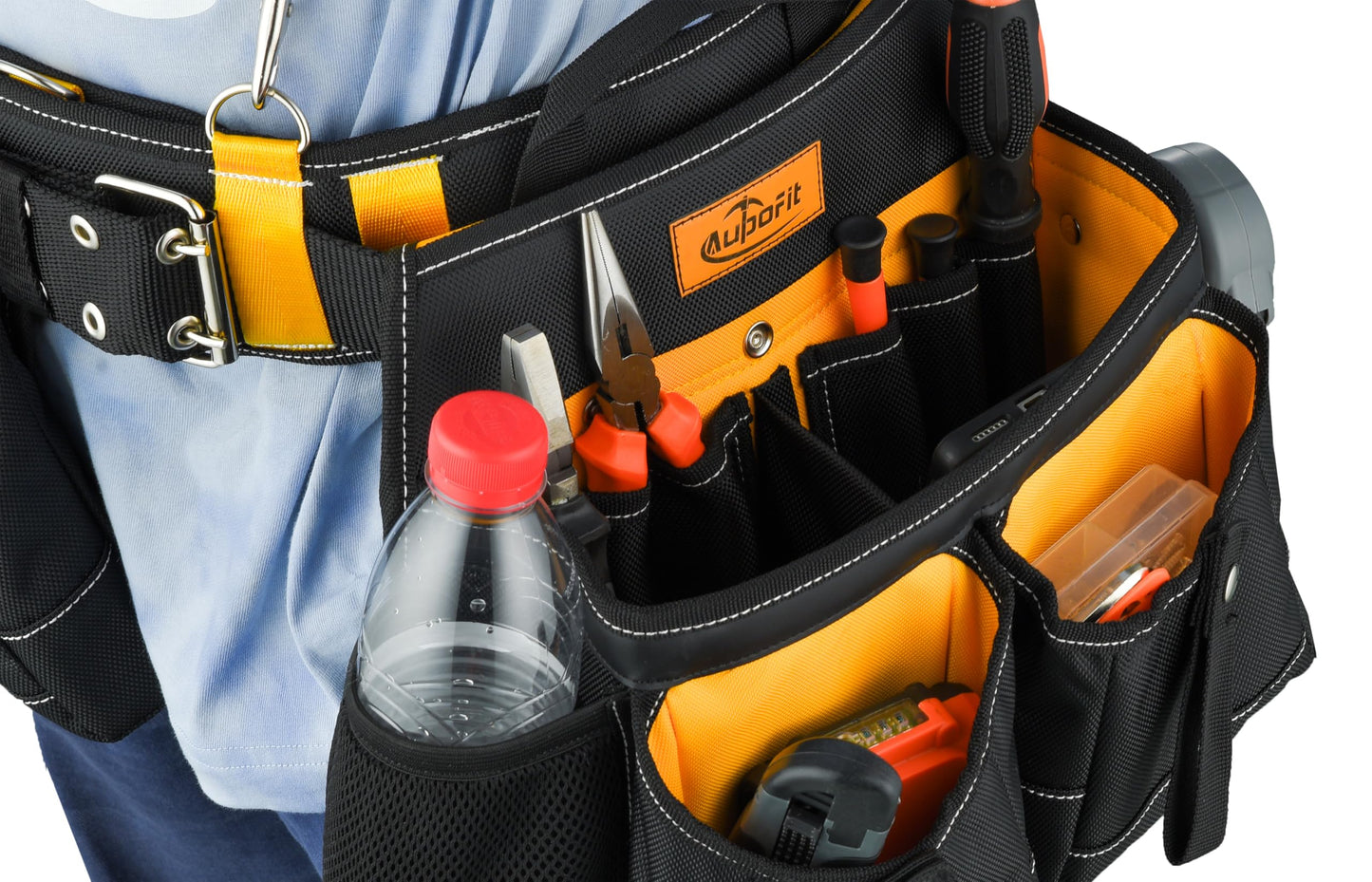 Aupofit 7-Piece Professional Tool Belt Rig with Comfort Suspenders