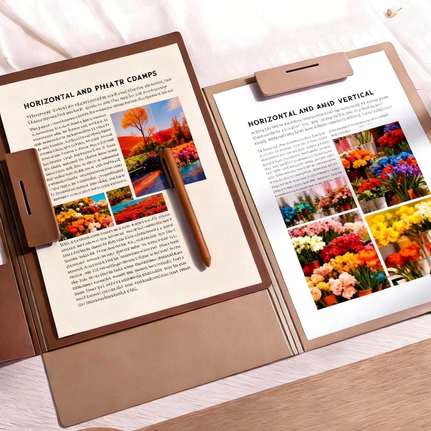 Clipboard Folder, 4 Pcs A4 Foldable Clipboard with Metal Clip, 360° Foldable 12.5x9 Inch Plastic Clipboard, Document Holder for Work