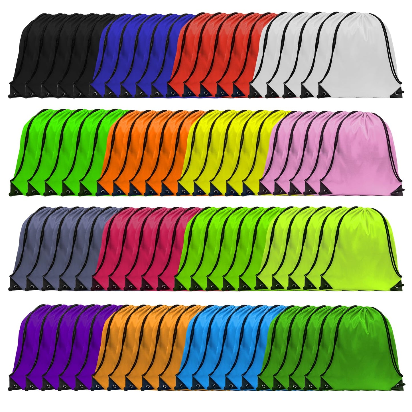 GoodtoU Drawstring Bags, Drawstring Backpack Bulk Nylon Backpack Draw String Back Bag Cinch Sack Drawstring Gym Bag String Backpack for Sport, Traveling, Team (16 Colors, 80Pcs)
