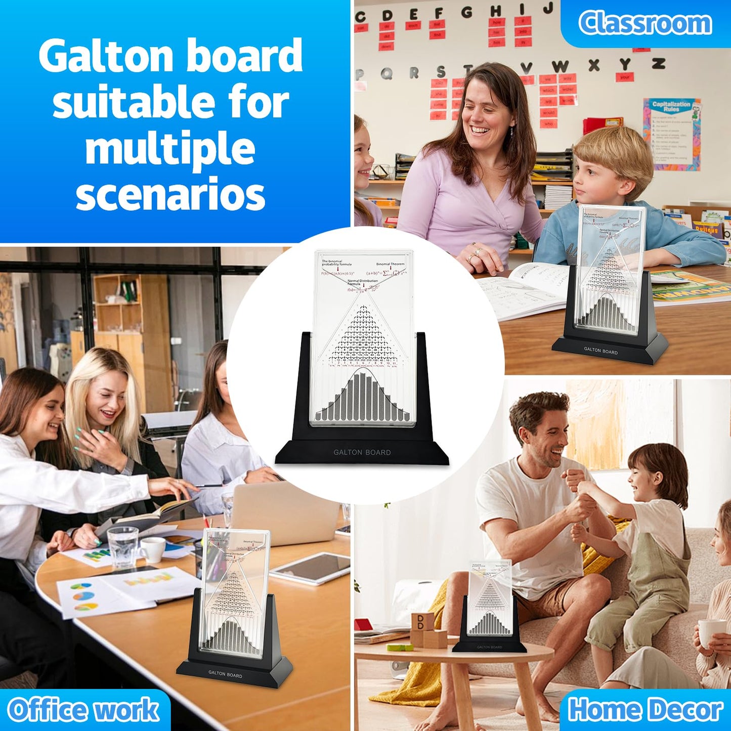Dimind Galton Board Probability Demonstration Model - 12.6in Large Physics Learning Desk Toy with 17500 Metal Beads | Statistical Law Experiment Tool for School Labs & STEM Education