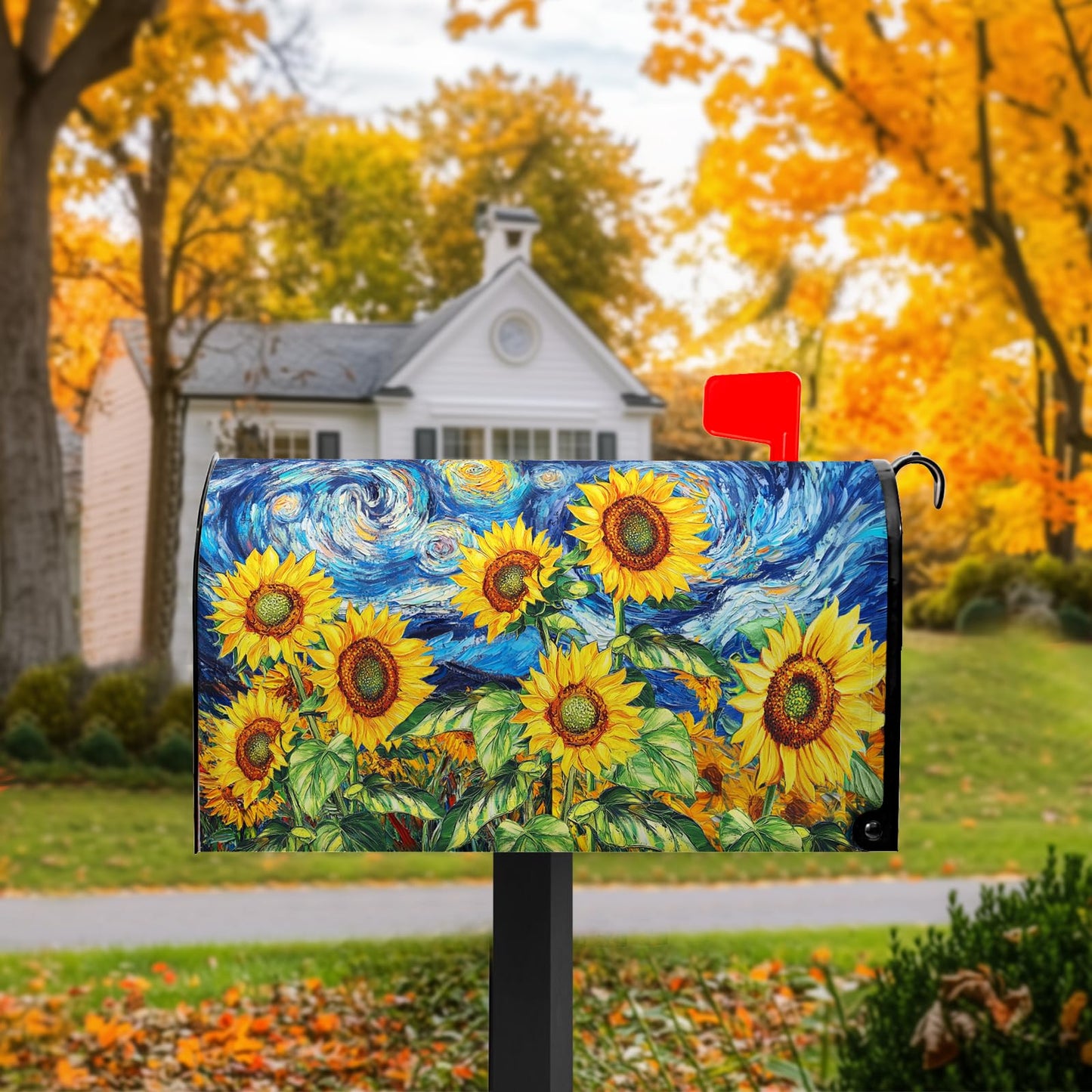 Sunflower Mailbox Cover Summer Mailbox Covers Magnetic Standard Size 21x18 inch Floral Mail Box Wrap Spring Post Letter Box Cover Decorations for Outside Garden Yard