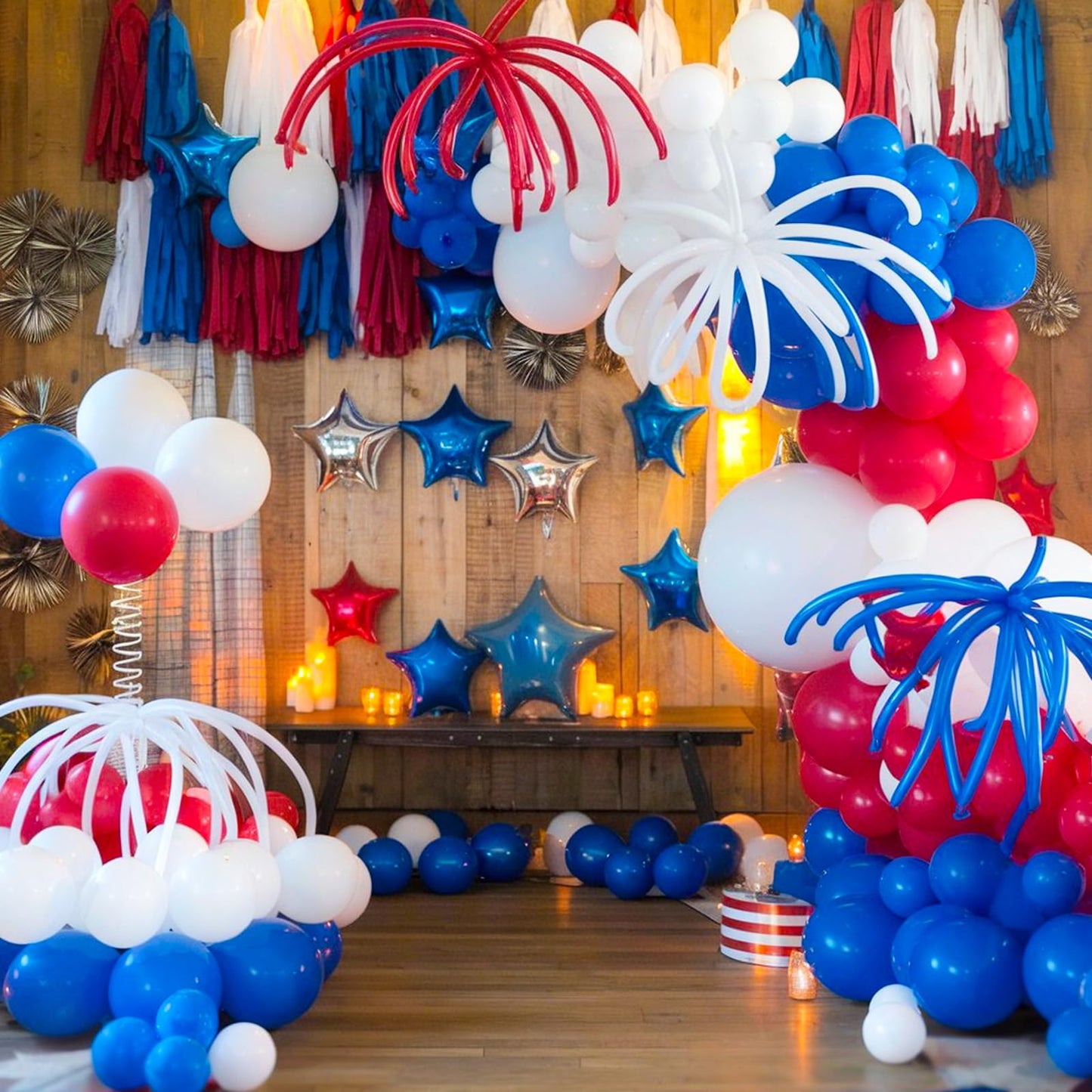 Red White Blue Balloon Arch Kit, 4th of July Independence Royal Blue Red White Latex Helium Balloon Garland for Patriotic Baseball Nautical Birthday Baby Shower Graduation Party Decorations