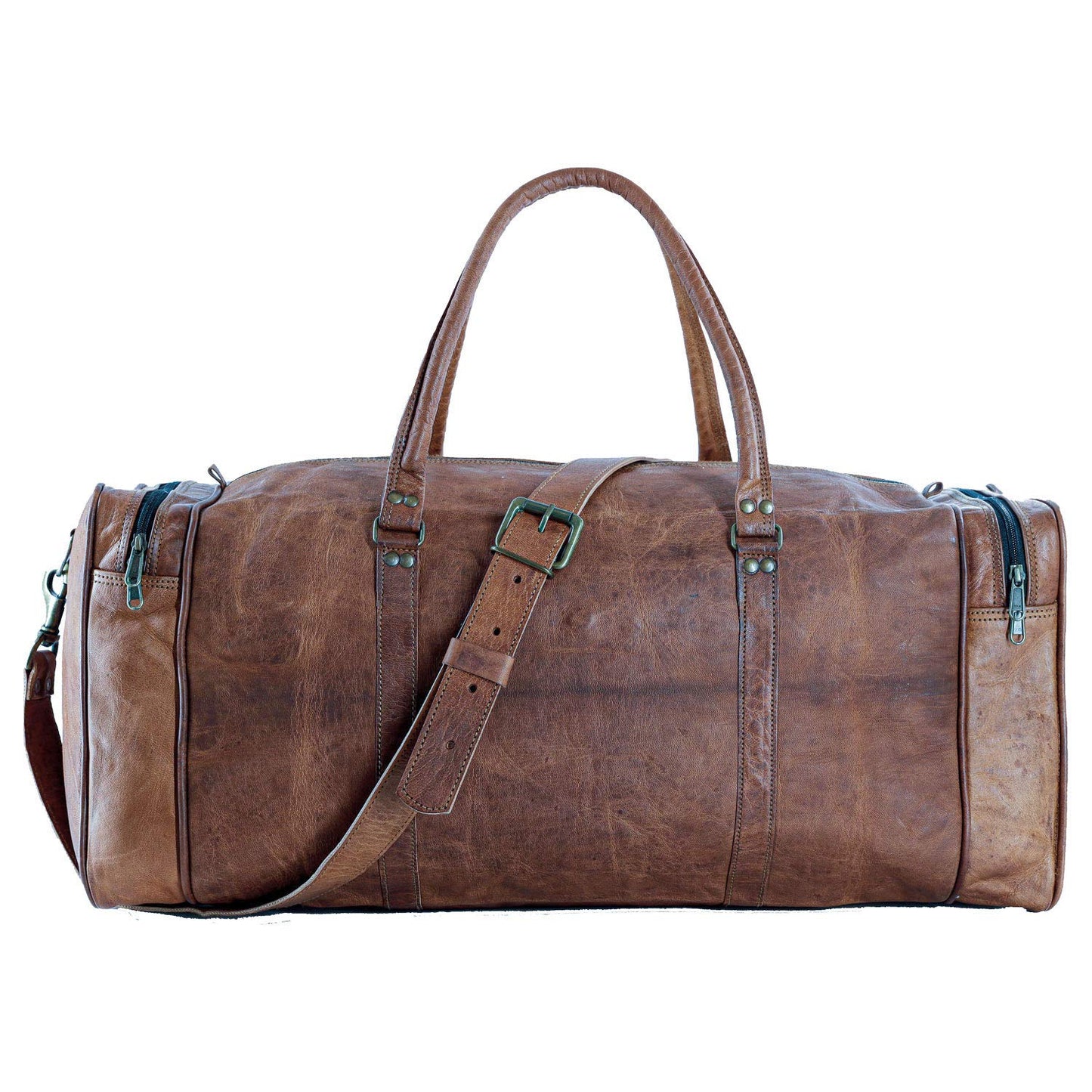 Leather Duffel Bag 32 inch Large Travel Bag Gym Sports Overnight Weekender Bag by Komal's Passion Leather (21 inch)