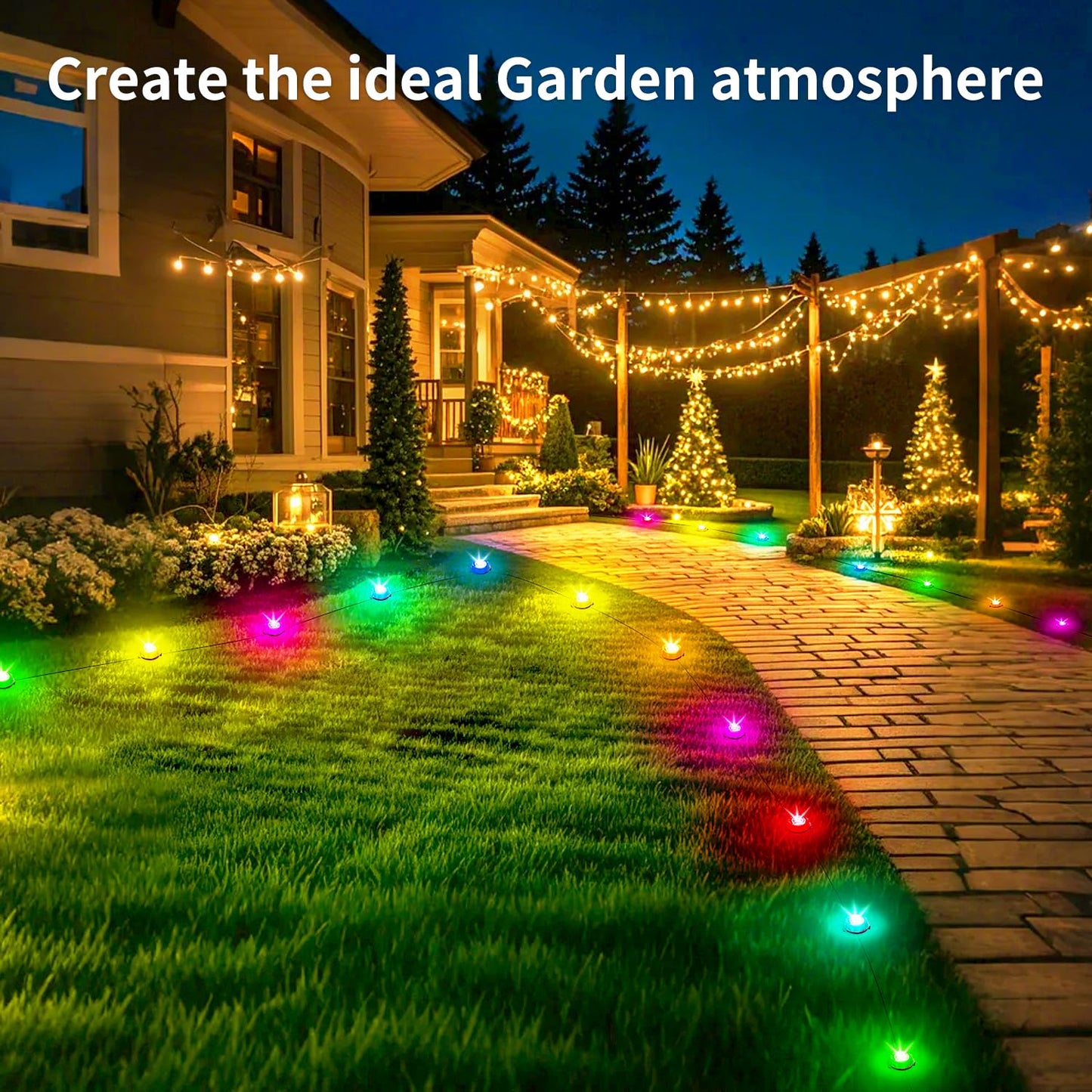 Rroetxi 32.8FT Permanent Outdoor Light, IP67 Waterproof LED Eaves Light, App/Remote Control Christmas Lights, Suitable for House,Patio Decor Garden Party Festival Decoration