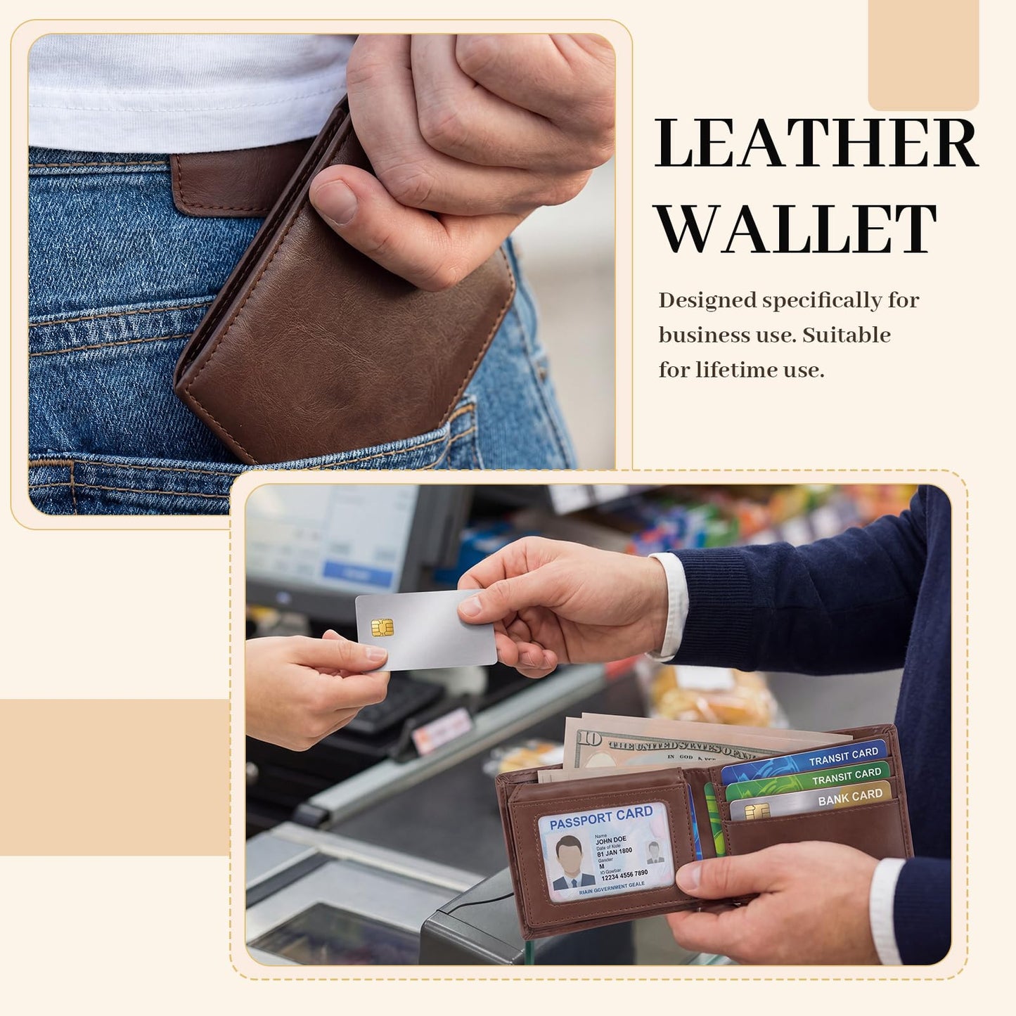 Hsei Bifold Wallet for Men Faux Leather Wallet with Compass Motif Keychain Anime Fan Mens Wallets with 2 ID Windows Gift