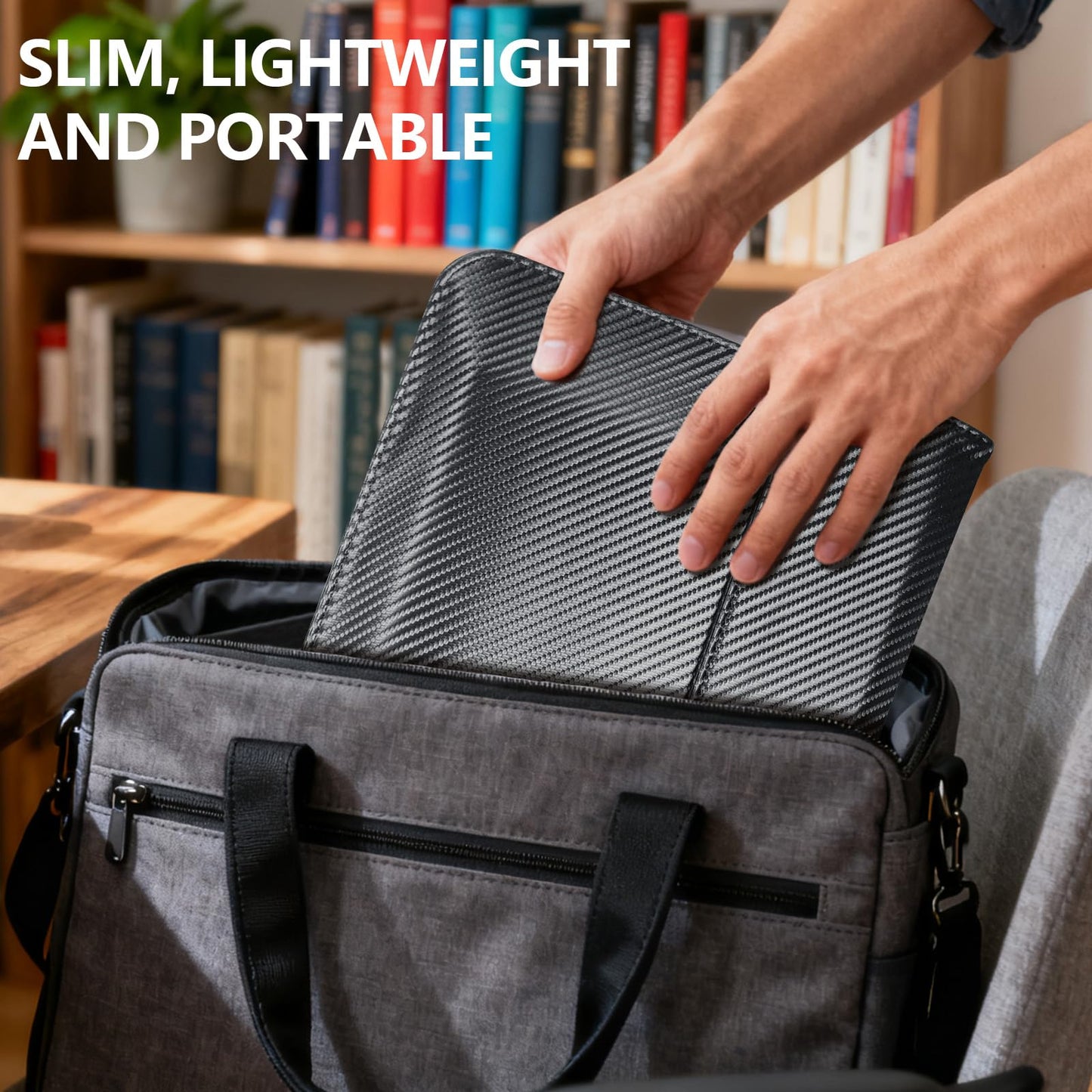 JXE JXO Faraday Bag for Laptops & Tablets, 14 Inch Laptop Sleeve Case with Laptop Stand, 2 Stand Modes, Slim Waterproof PU Leather Sleeve Cover Anti-Tracking Signal Blocking Pouch, Grey