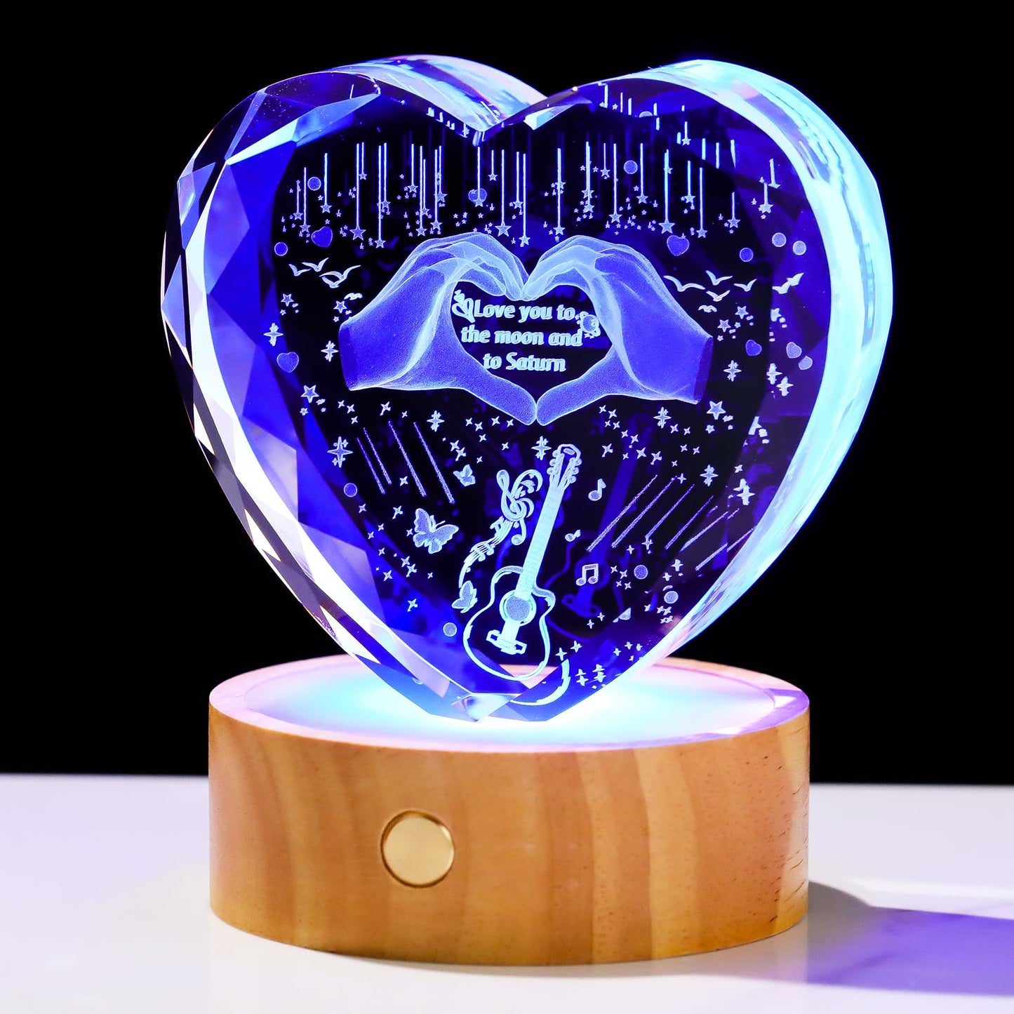 Arikyrist 3D Crystal Heart Engraved Love Finger Night Light Gifts for Music Lover Special Merch Concert Stuff Keepsakes for Women Fans Collectible Home Decor