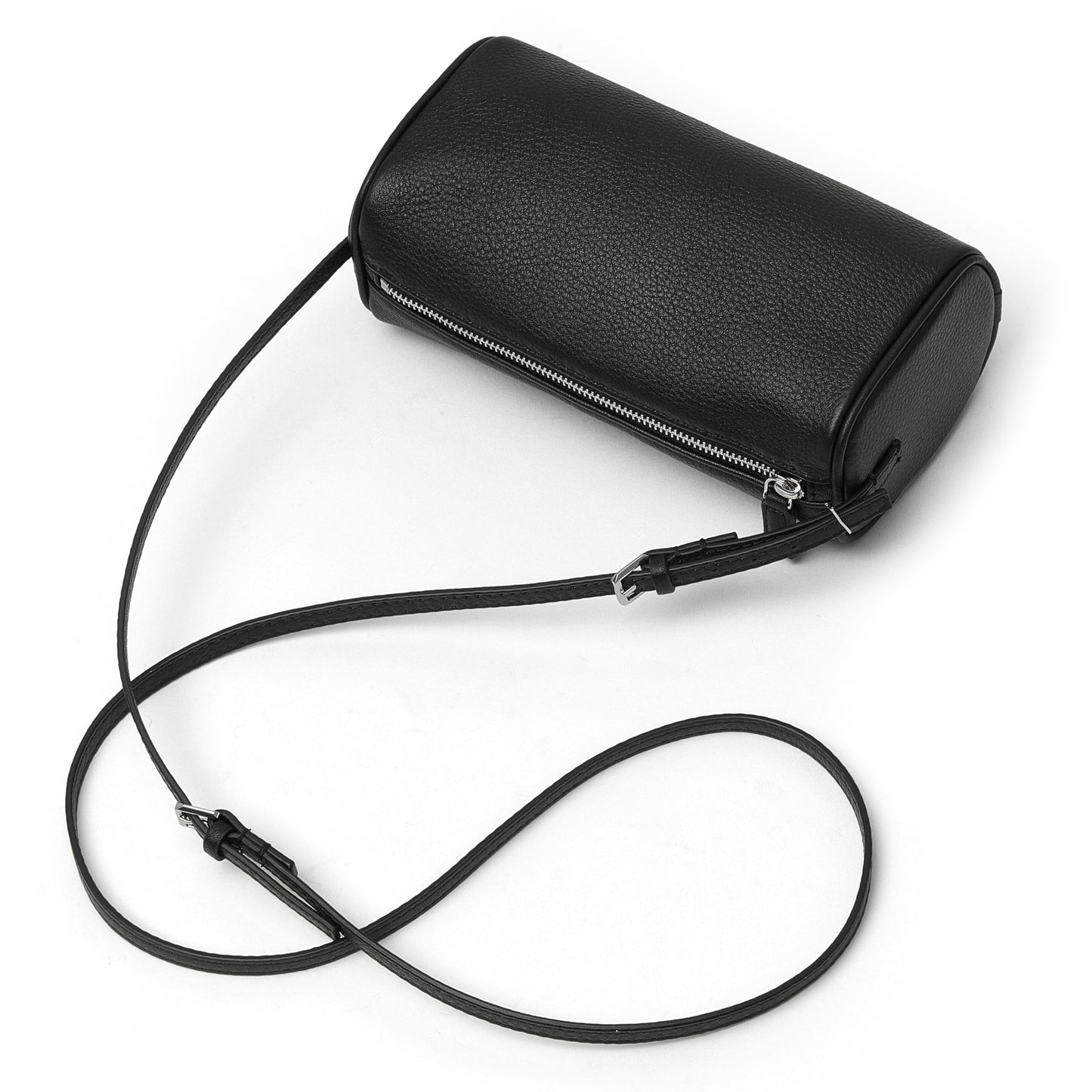 DAILANDO Small Leather Top Handle Tote Purse Designer Mini Barrel Boston Crossbody Bag Cylinder Shoulder Handbags for Women (Black)