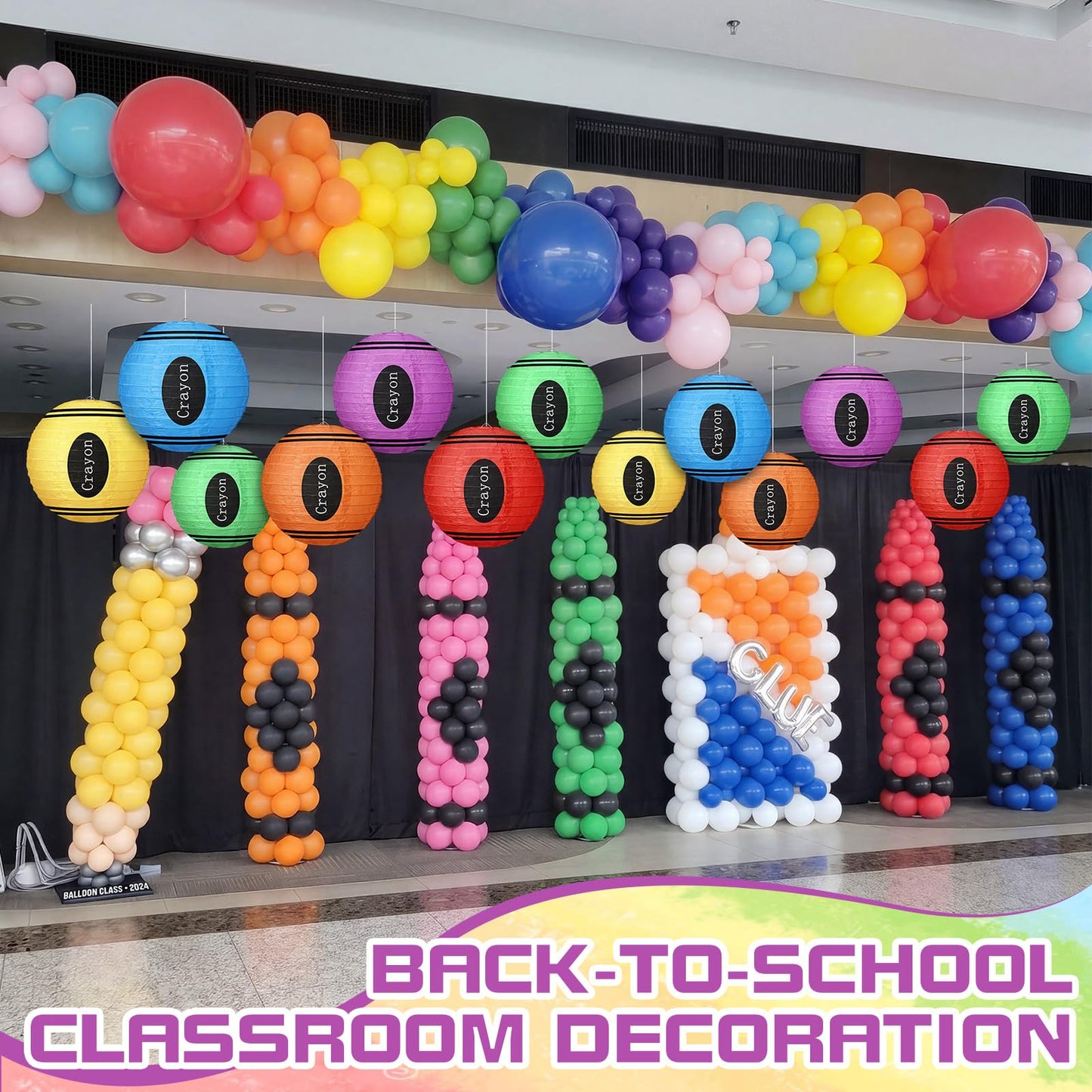 Retisee 12 Pcs Back to School Classroom Decor 10 Inch Crayon Lanterns Hanging Paper Lanterns Preschool Classrooms Ceilings Decor First Day of School Welcome Crayons Kindergarten Supplies
