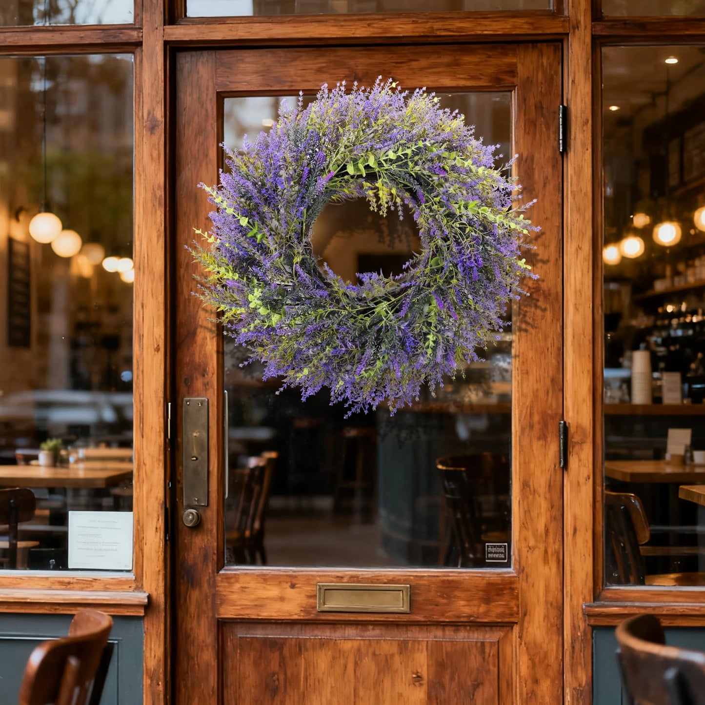 24'' Lavender & Eucalyptus Wreath for Front Door, Window - Artificial Eucalyptus Leaves Greenery Outdoor Wreath for Wedding Farmhouse Porch Wall Room Home Decor